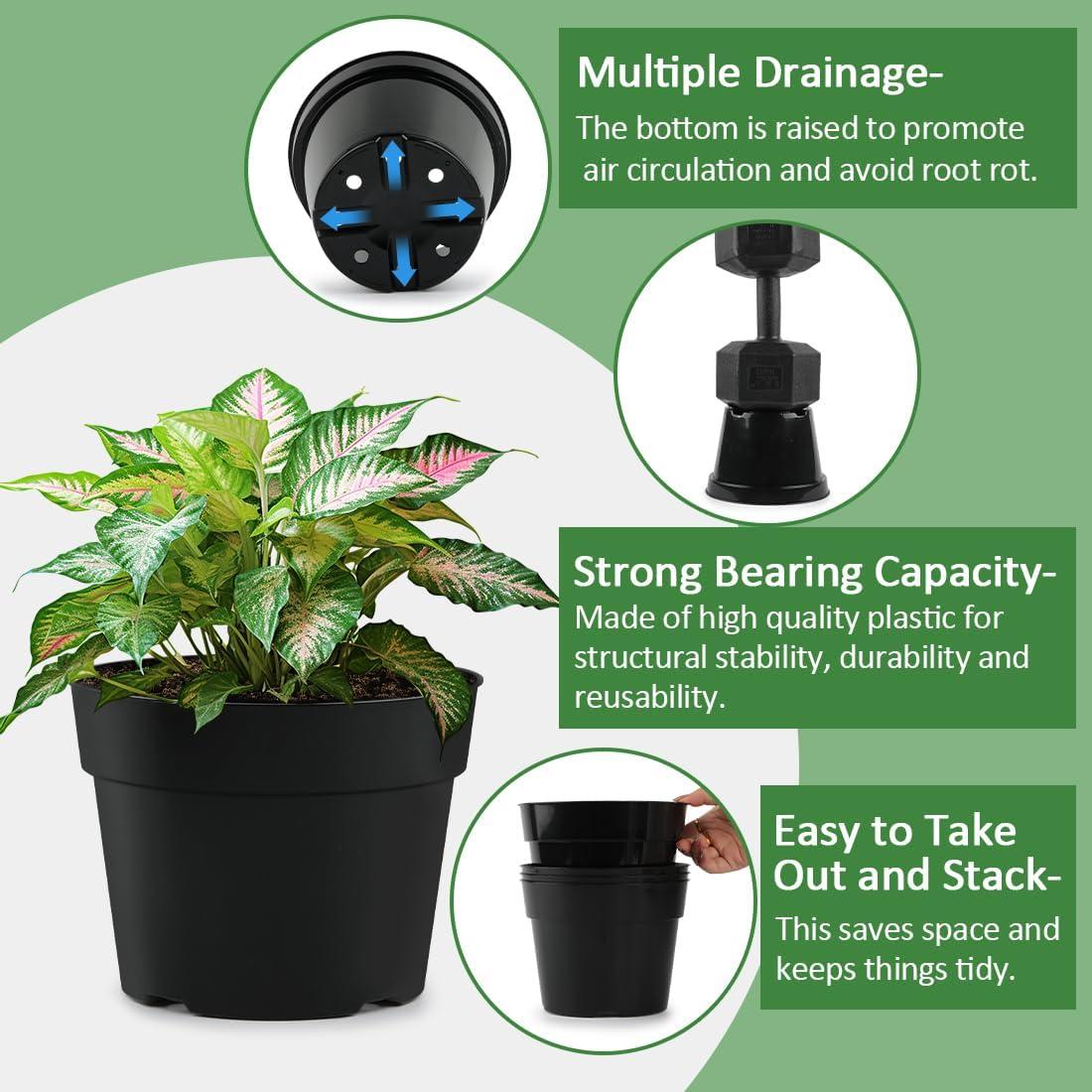 Macetas de Vivero Negras RooTrimmer 4/6/8 Pulgadas - Paquete de 15