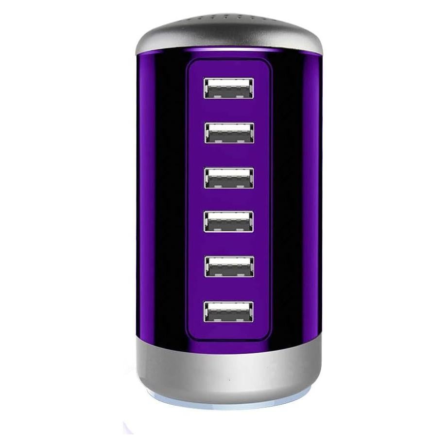 Cargador USB Universal 6 Puertos Wyness Carga Rápida Púrpura