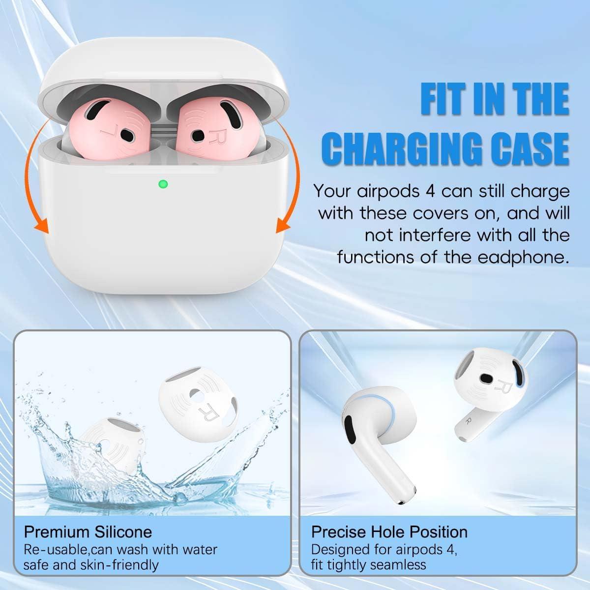 5 Pares Cubiertas Silicona AirPods 4 QINZAC Antideslizante