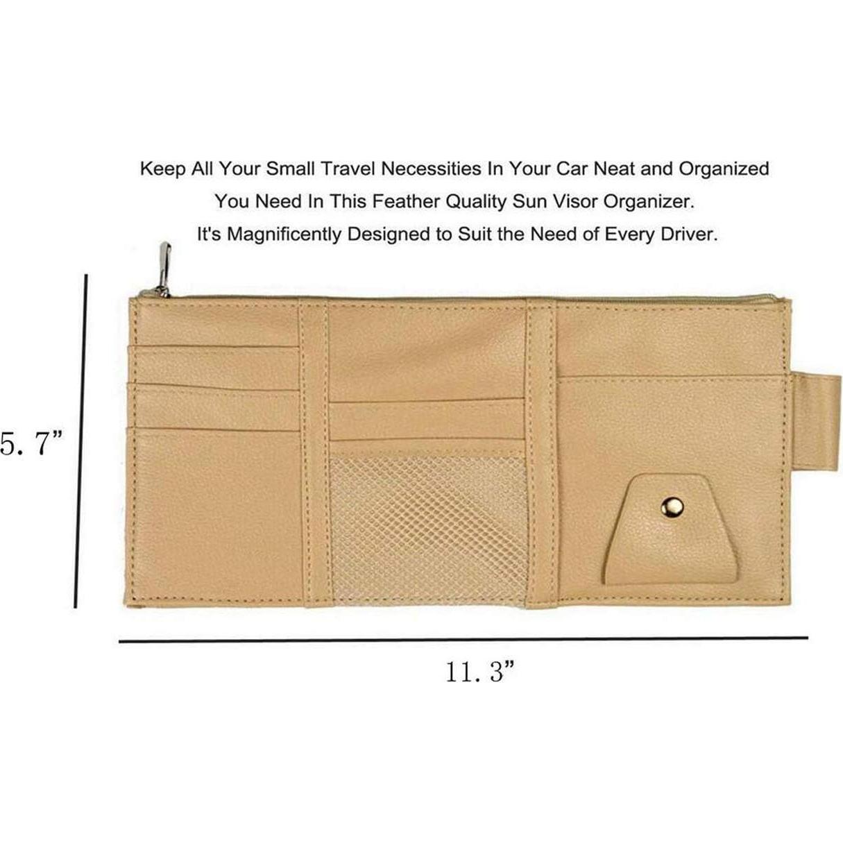 Organizador de Visera de Coche Itenqi Beige Cuero PU Multifuncional