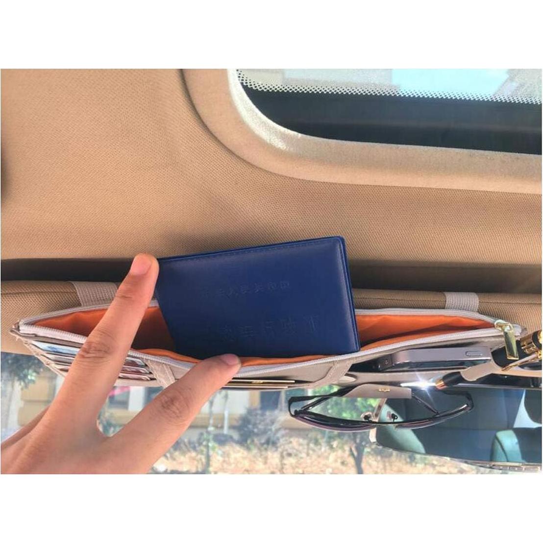 Organizador de Visera de Coche Itenqi Beige Cuero PU Multifuncional