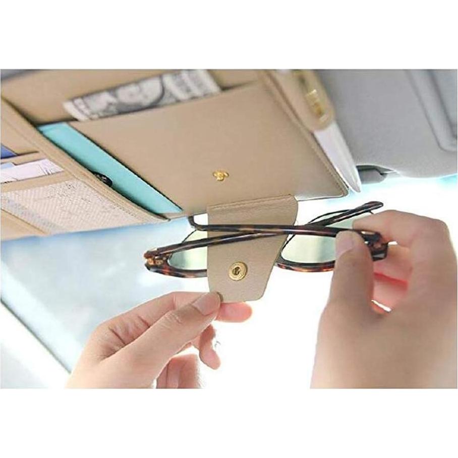 Organizador de Visera de Coche Itenqi Beige Cuero PU Multifuncional