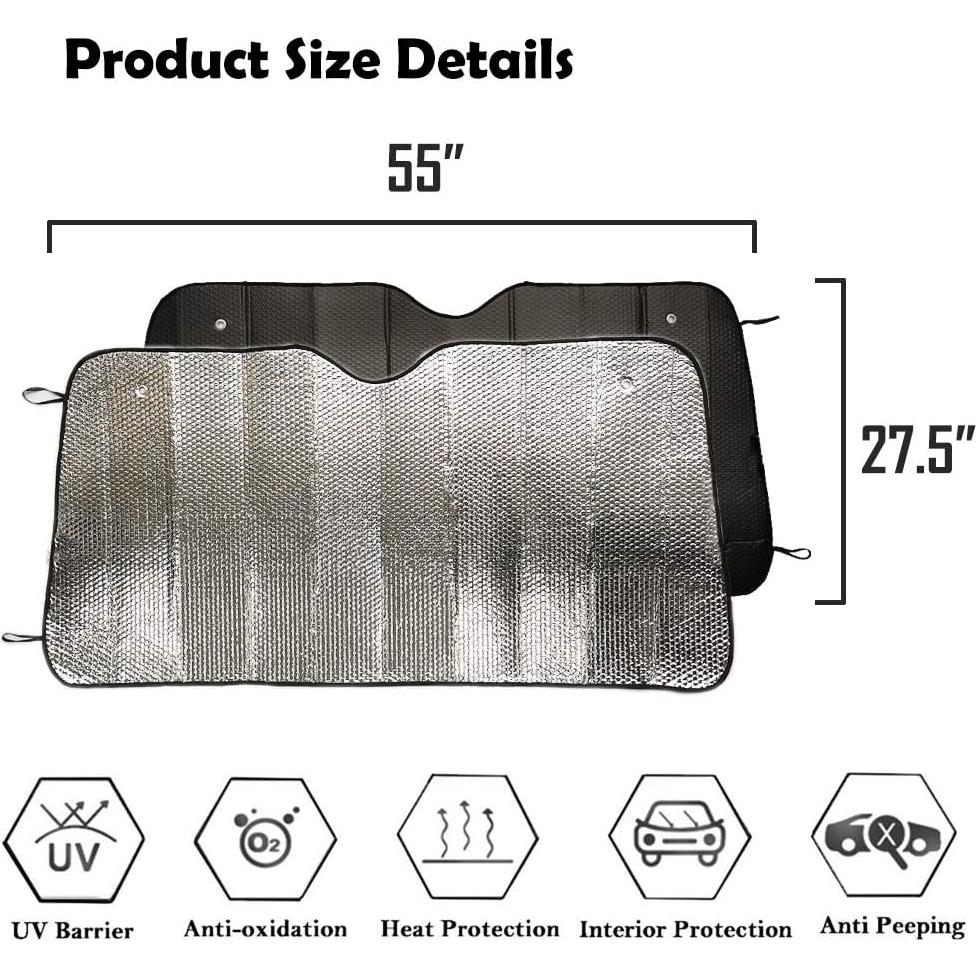 Parasol de Parabrisas Gran Anticuerpo Jumbo 139.7x69.9cm Negro