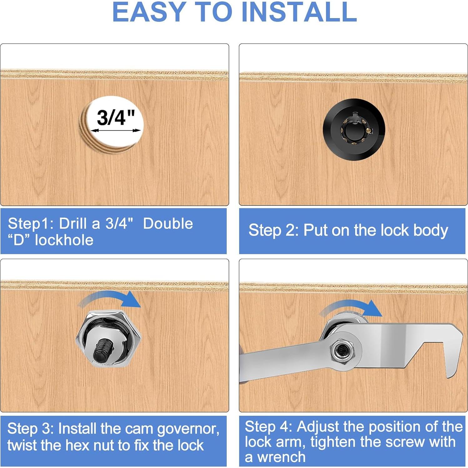 Cerradura de Caja de Herramientas Cylinnda Negra con Llaves 16mm