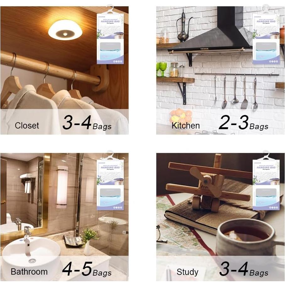 Absorbente de Humedad Colgante CANAGER, 8 Bolsas Deshidratantes