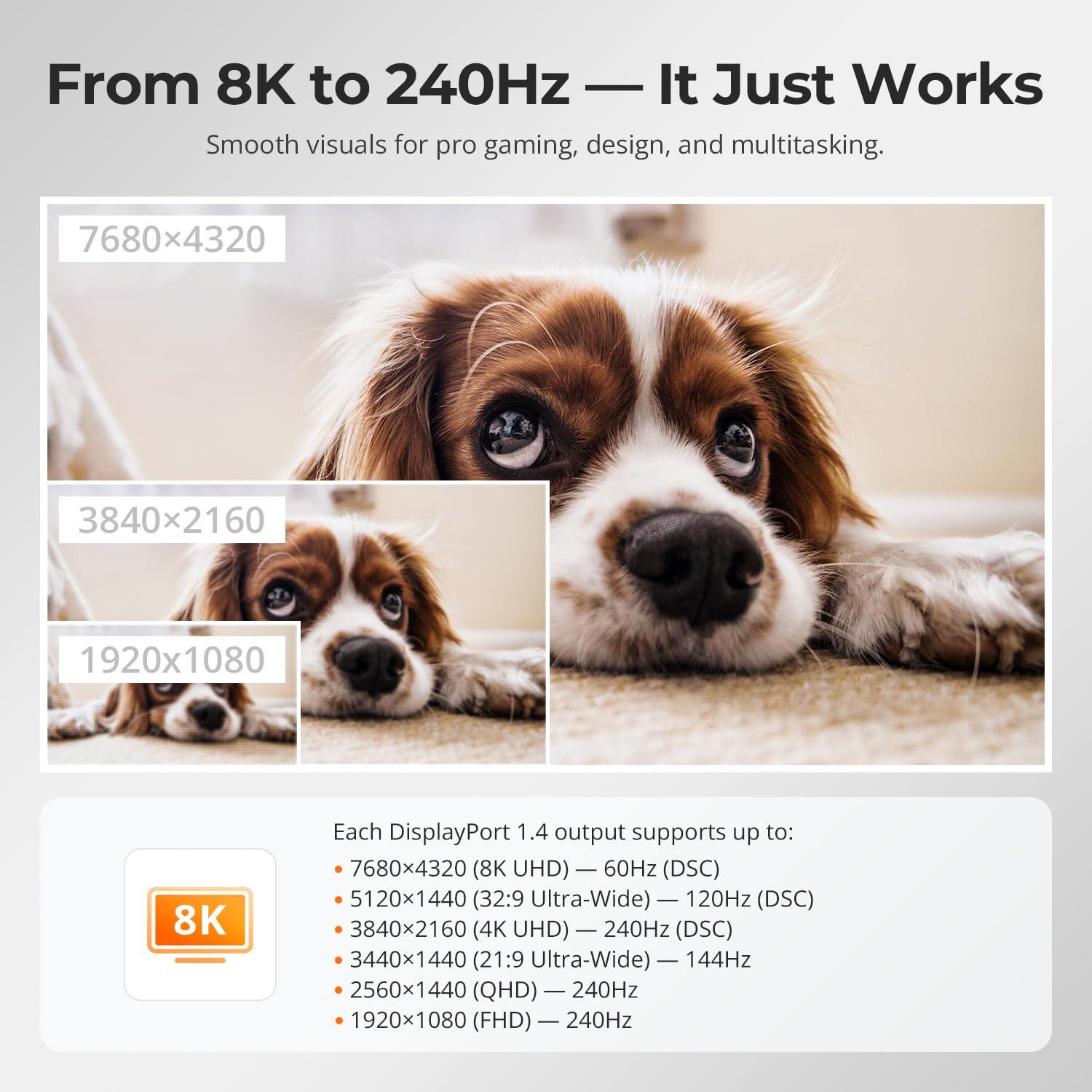 KVM Switch TESmart DKS202-M24 para 2 Monitores DP 8K@60Hz