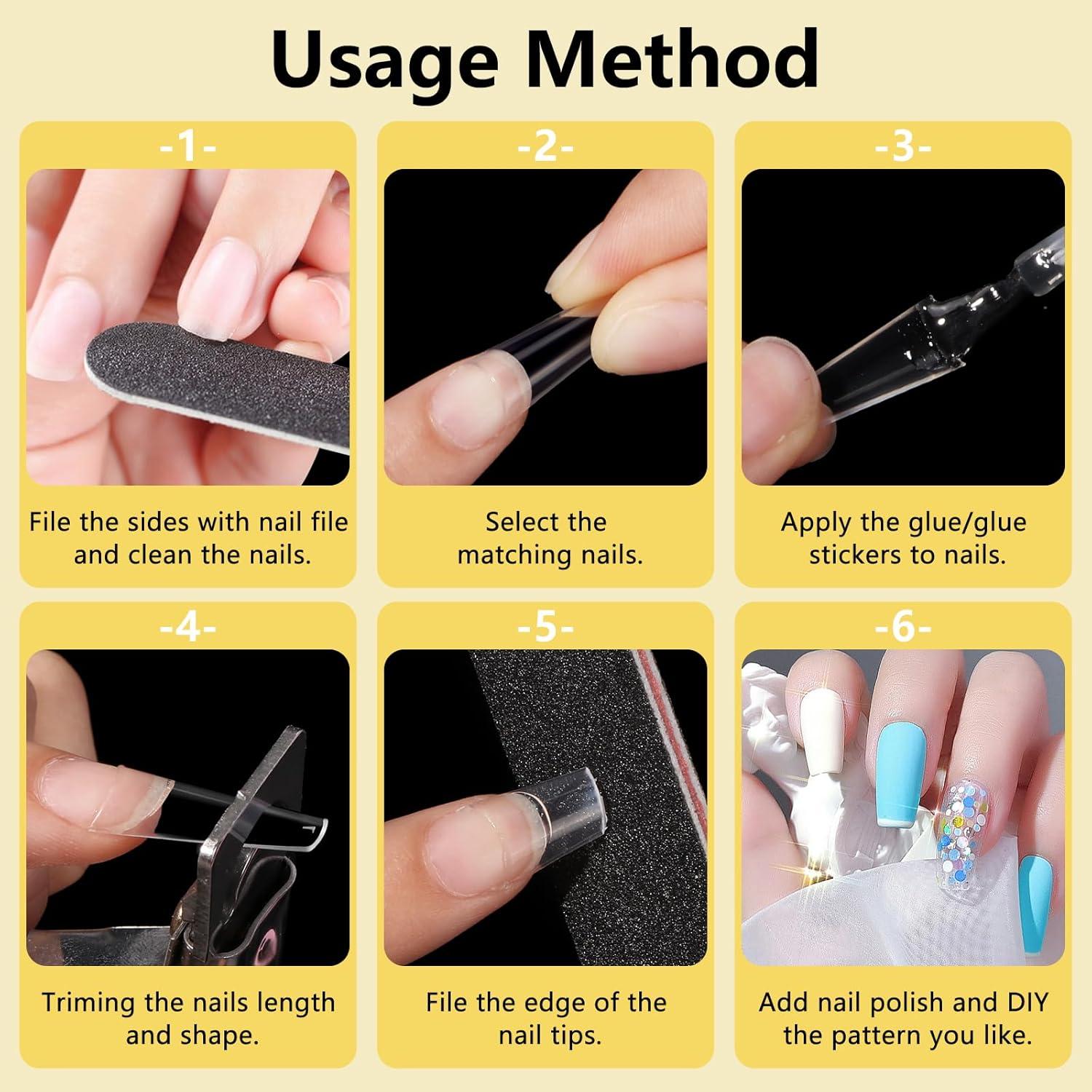 Kit de Consejos de Uñas Acrílicas Yokilly 1000 PCS con Pegamento