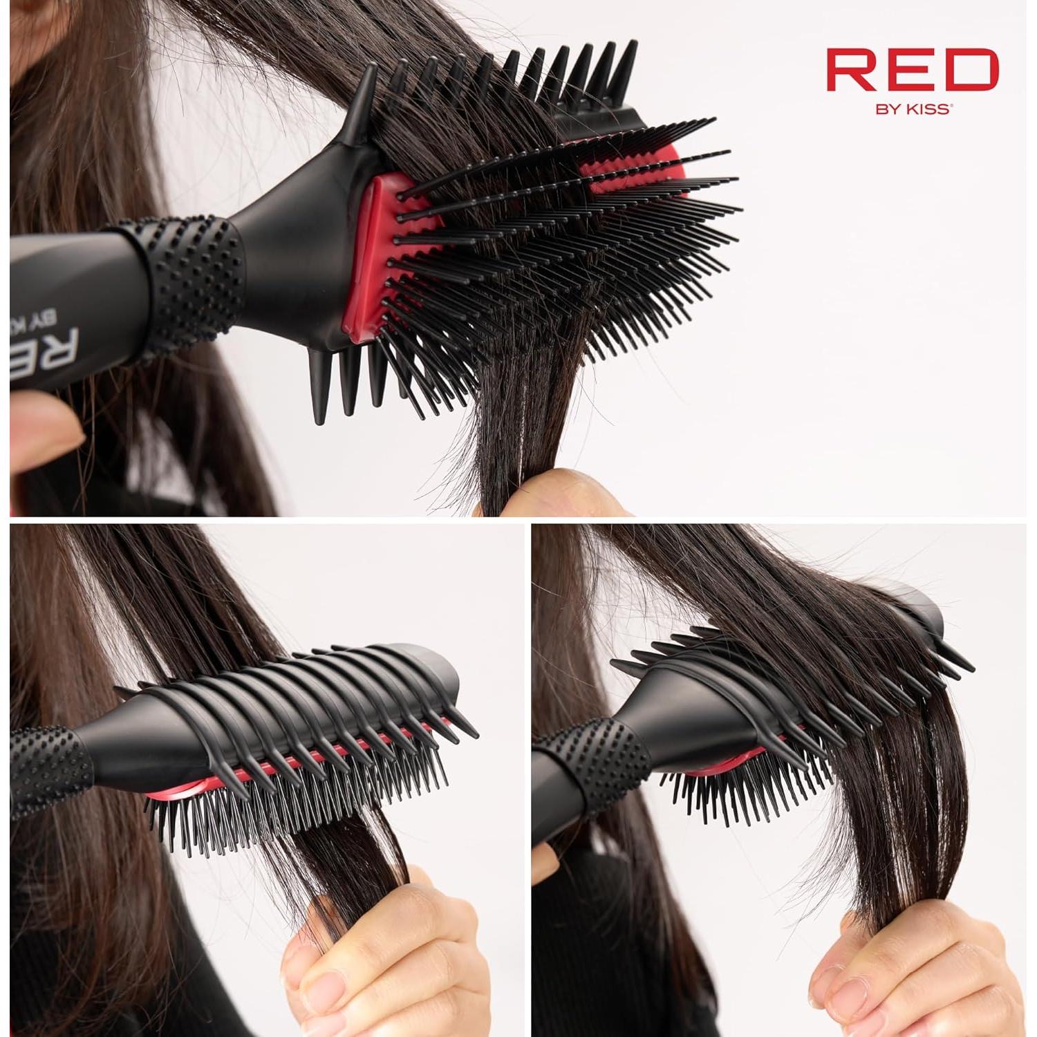 Cepillo Desenredante Red By Kiss - Doble Cara, Negro Mate