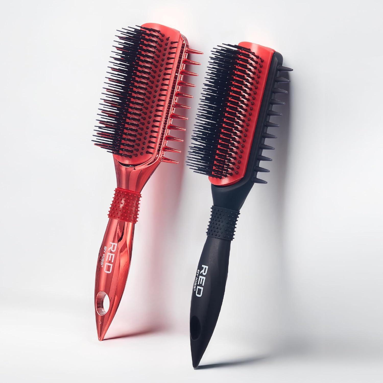 Cepillo Desenredante Red By Kiss - Doble Cara, Negro Mate