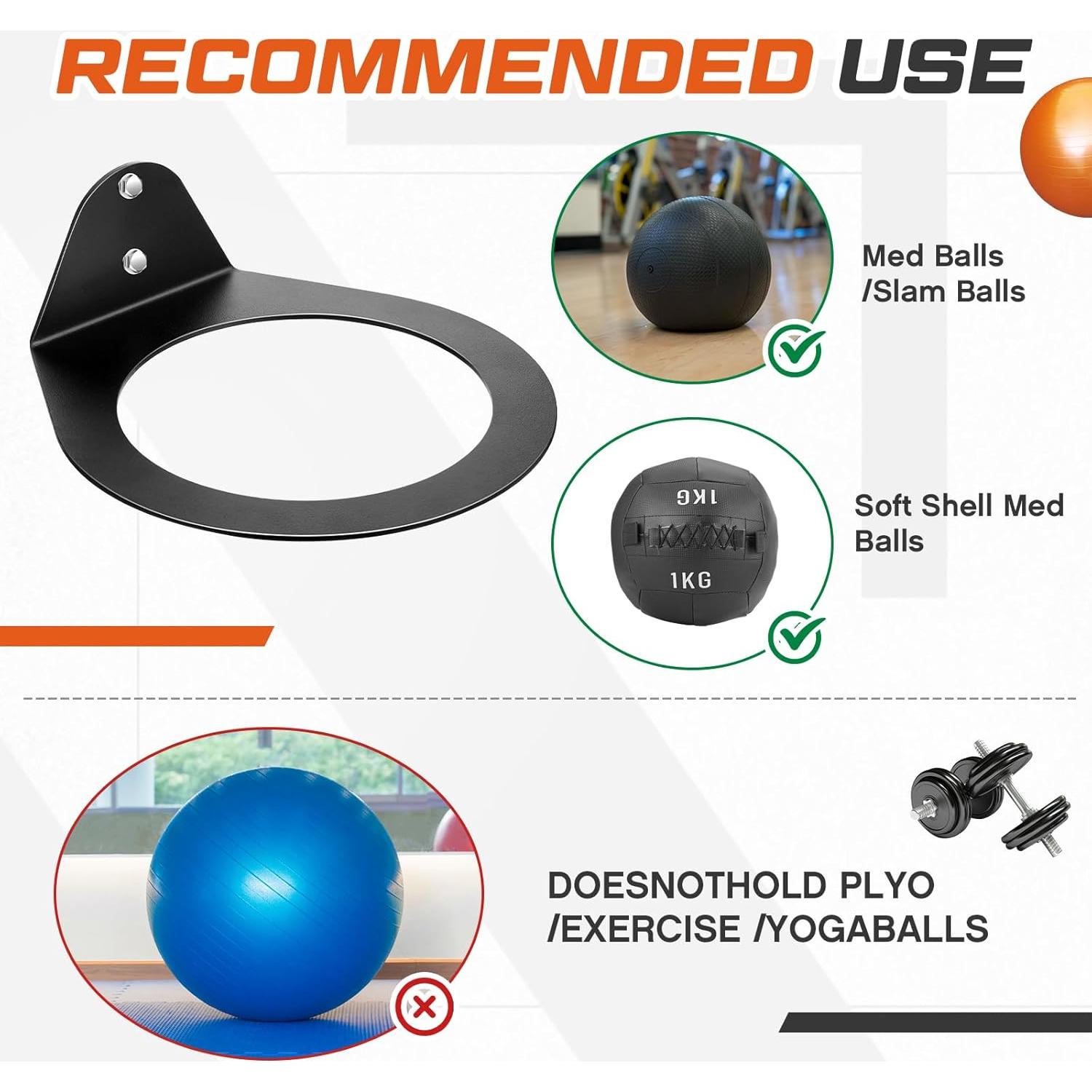 Soporte de Pared para Balones Medicinales Gisafai 30.5 cm