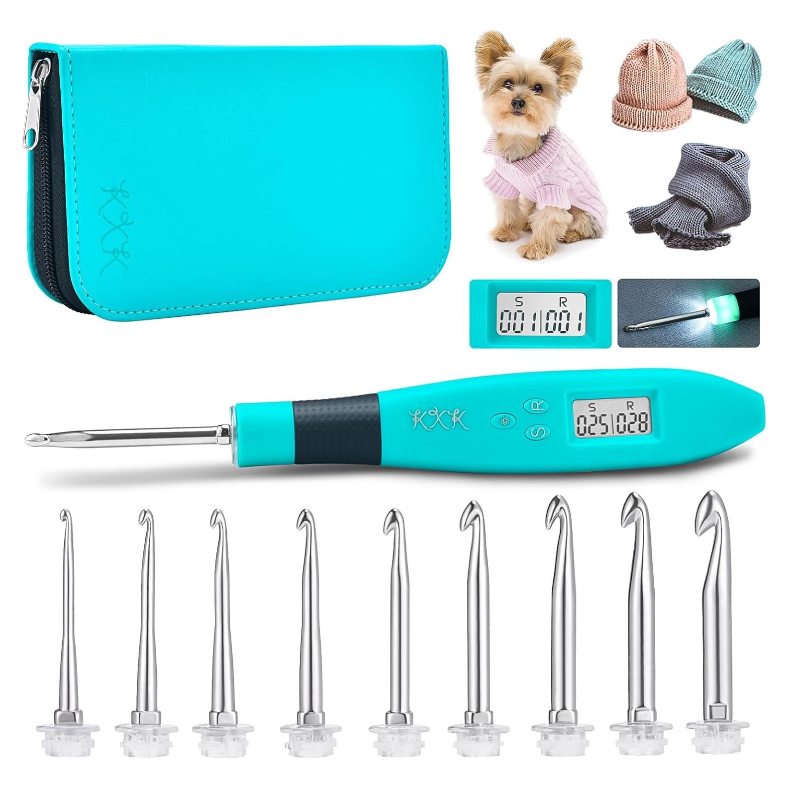 Juego de Ganchillos Ergonómicos KXK con LED y Contador Digital