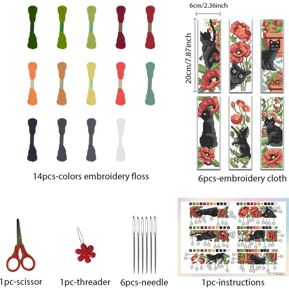 Kit de Bordado a Mano FREEBLOSS 6 Piezas con Instrucciones