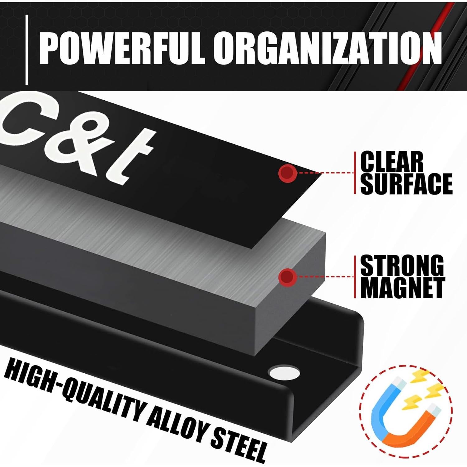Organizador Magnético de Herramientas C&T - 6 Barras + Soporte