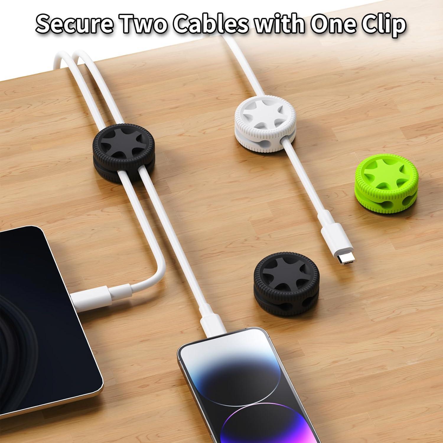 6 Clips Organizadores de Cables XenovaX - Soporte para Escritorio
