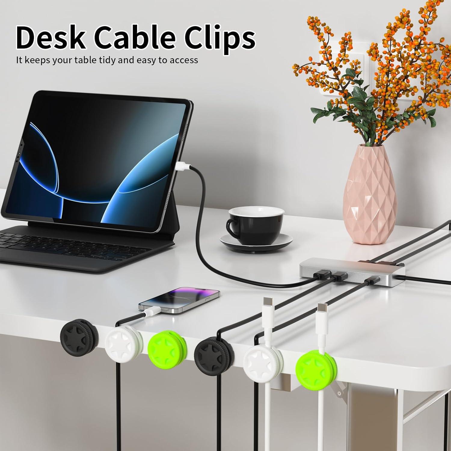 6 Clips Organizadores de Cables XenovaX - Soporte para Escritorio