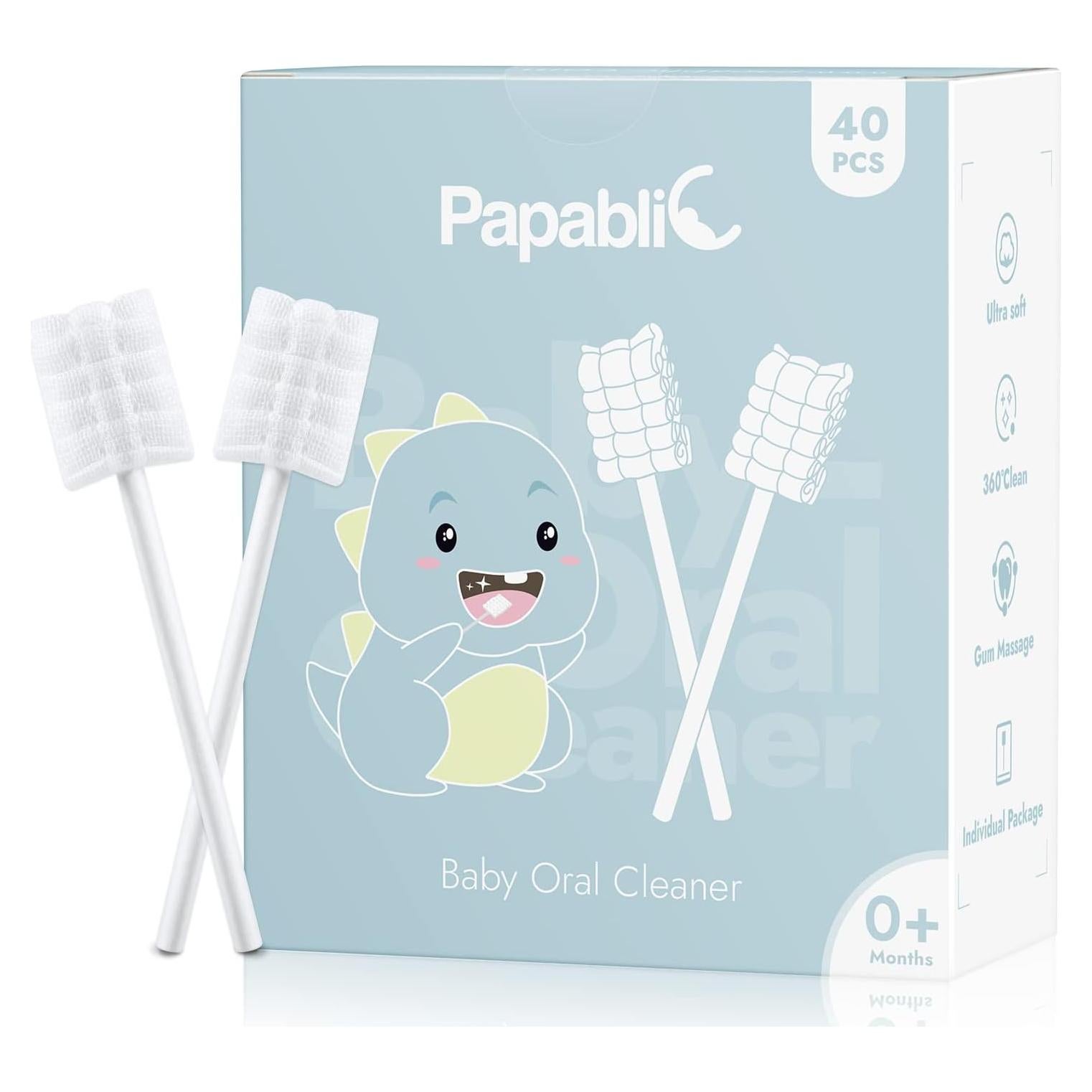 Limpiador de Lengua Desechable Papablic para Bebés 0-2 Años - 40 Unidades