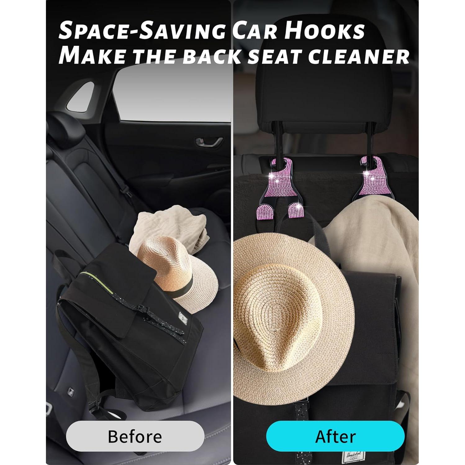 Ganchos de Reposacabezas MUPEAK 4 Piezas Rosa Cristal