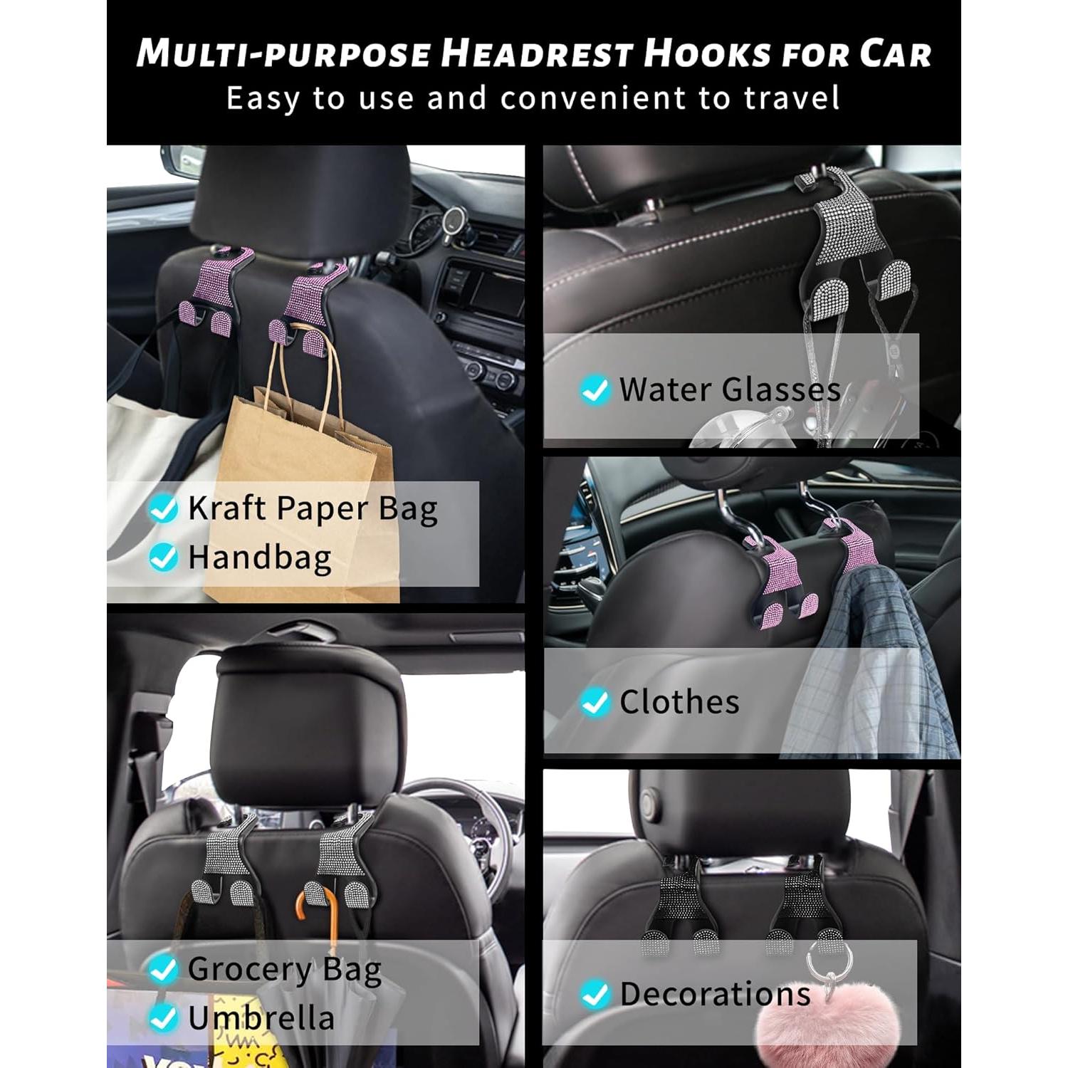 Ganchos de Reposacabezas MUPEAK 4 Piezas Rosa Cristal