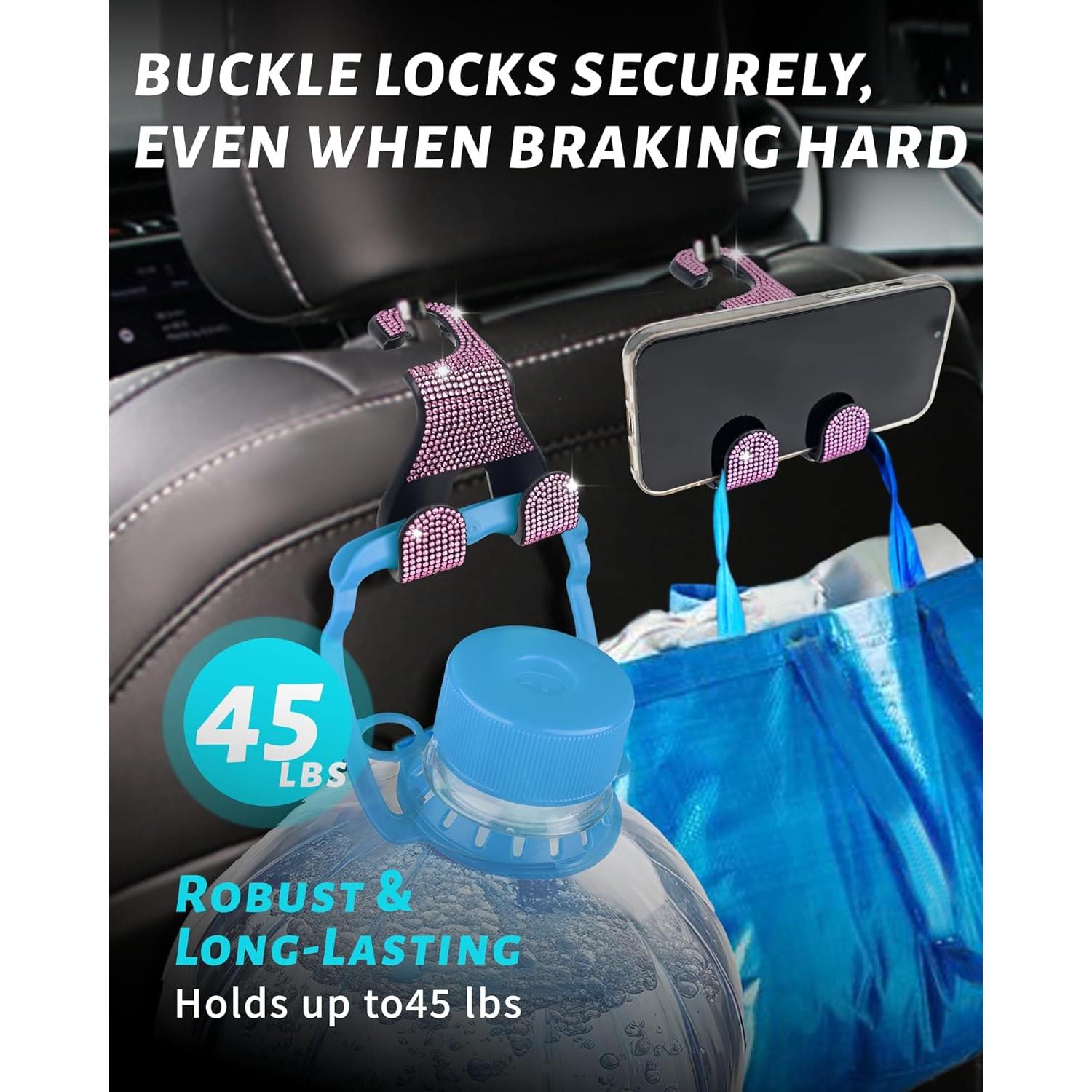 Ganchos de Reposacabezas MUPEAK 4 Piezas Rosa Cristal