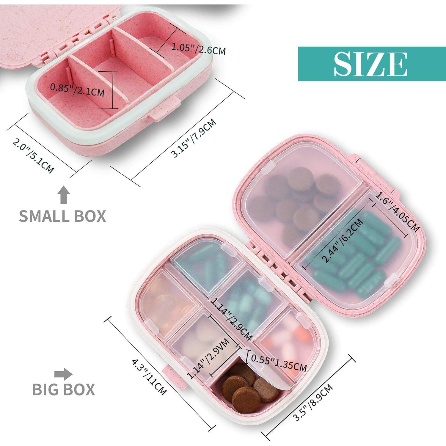 Organizador de Pastillas Qeedy Rosa 2 Pack, Impermeable y Compacto