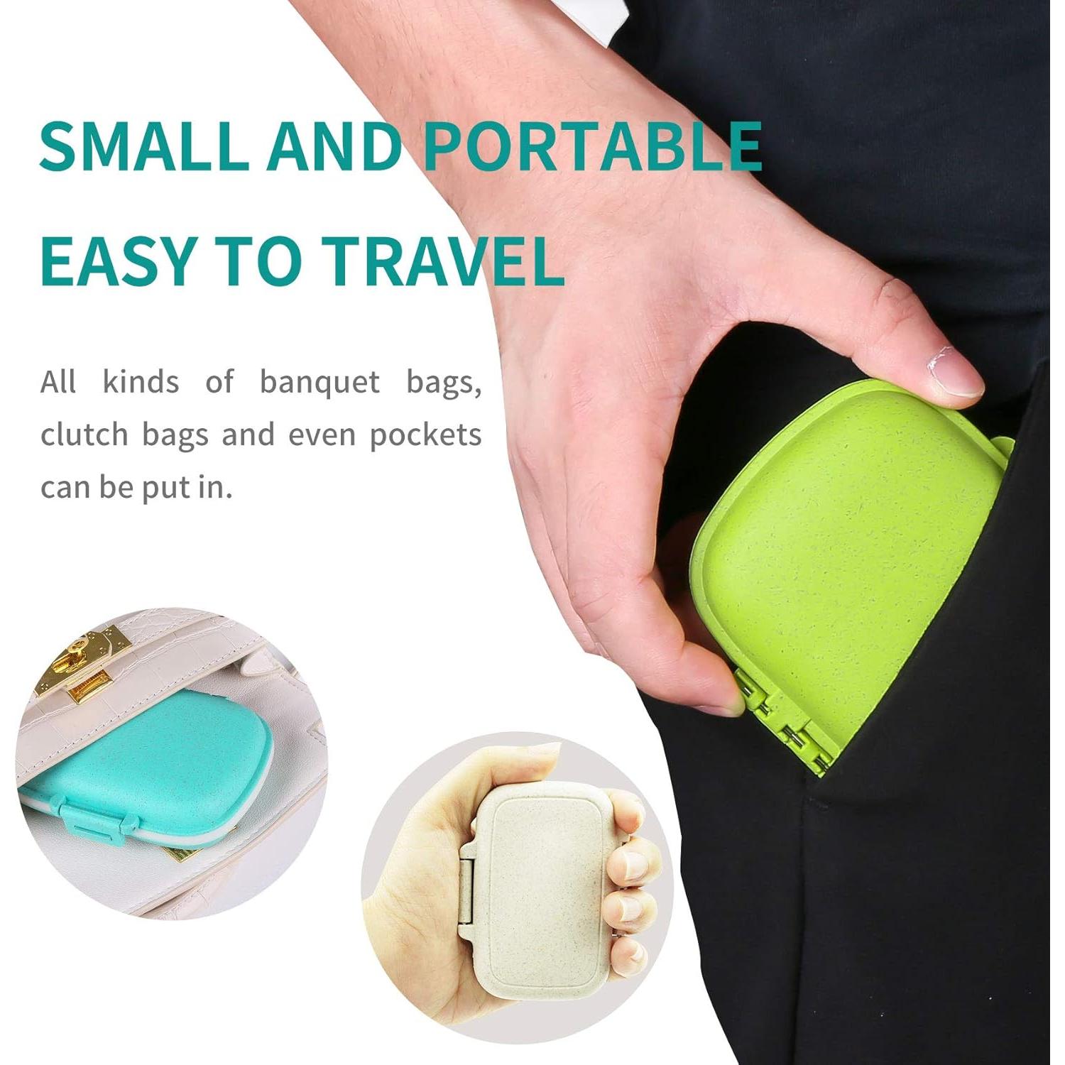 Organizador de Pastillas Qeedy Rosa 2 Pack, Impermeable y Compacto