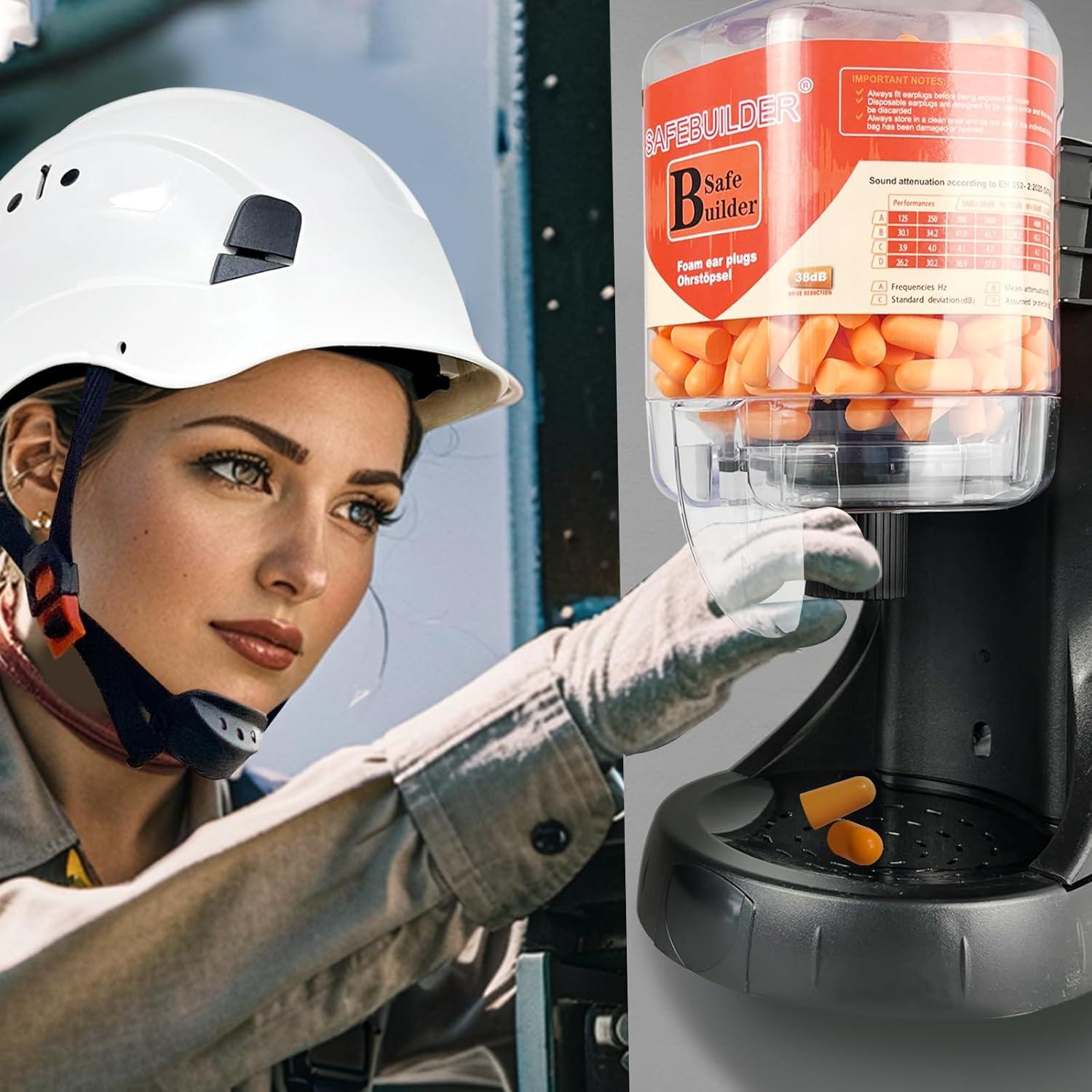 Dispensador de Tapones para Oídos SAFEBUILDER 500 Piezas 38dB