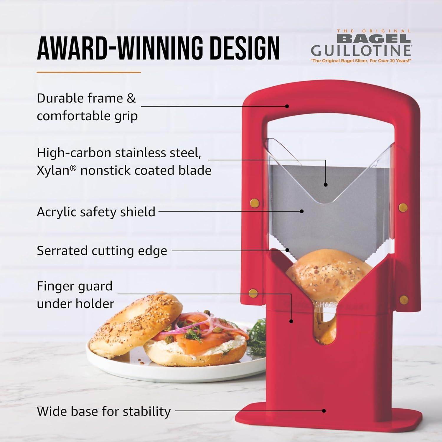 Cortador de Bagels Hoan 23.5 cm con Escudo de Seguridad Rojo