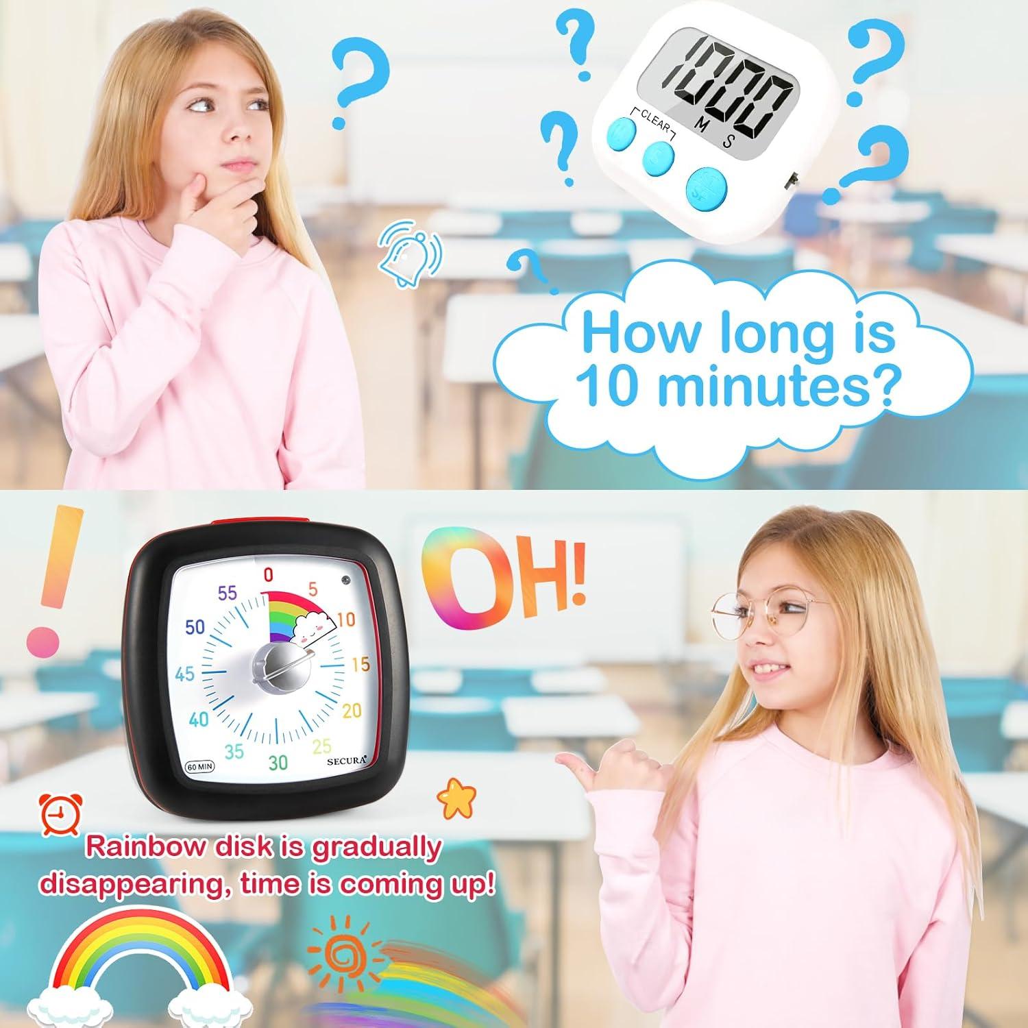 Temporizador Visual Secura 60 Minutos Sin Tictac para Estudio