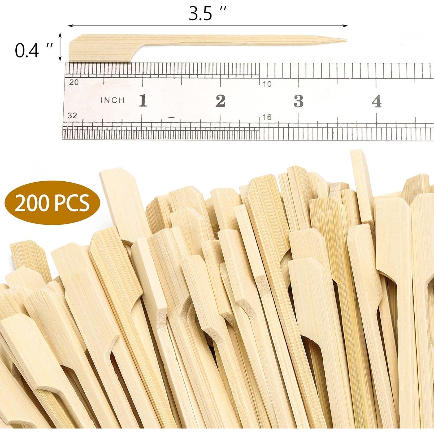 200 Palillos de Bambú 8.89 cm para Aperitivos y Cócteles