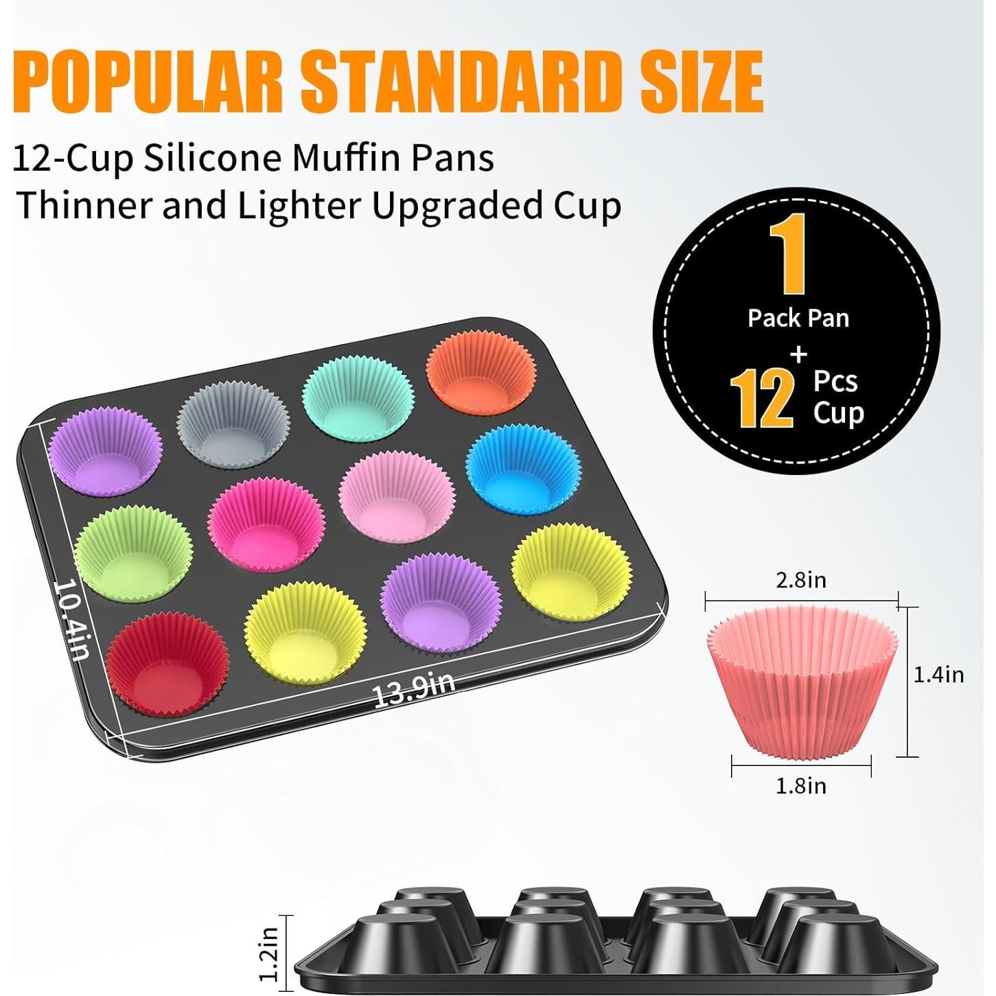 Molde para Muffin WIBIMEN 12 Tazas Silicona Antiadherente