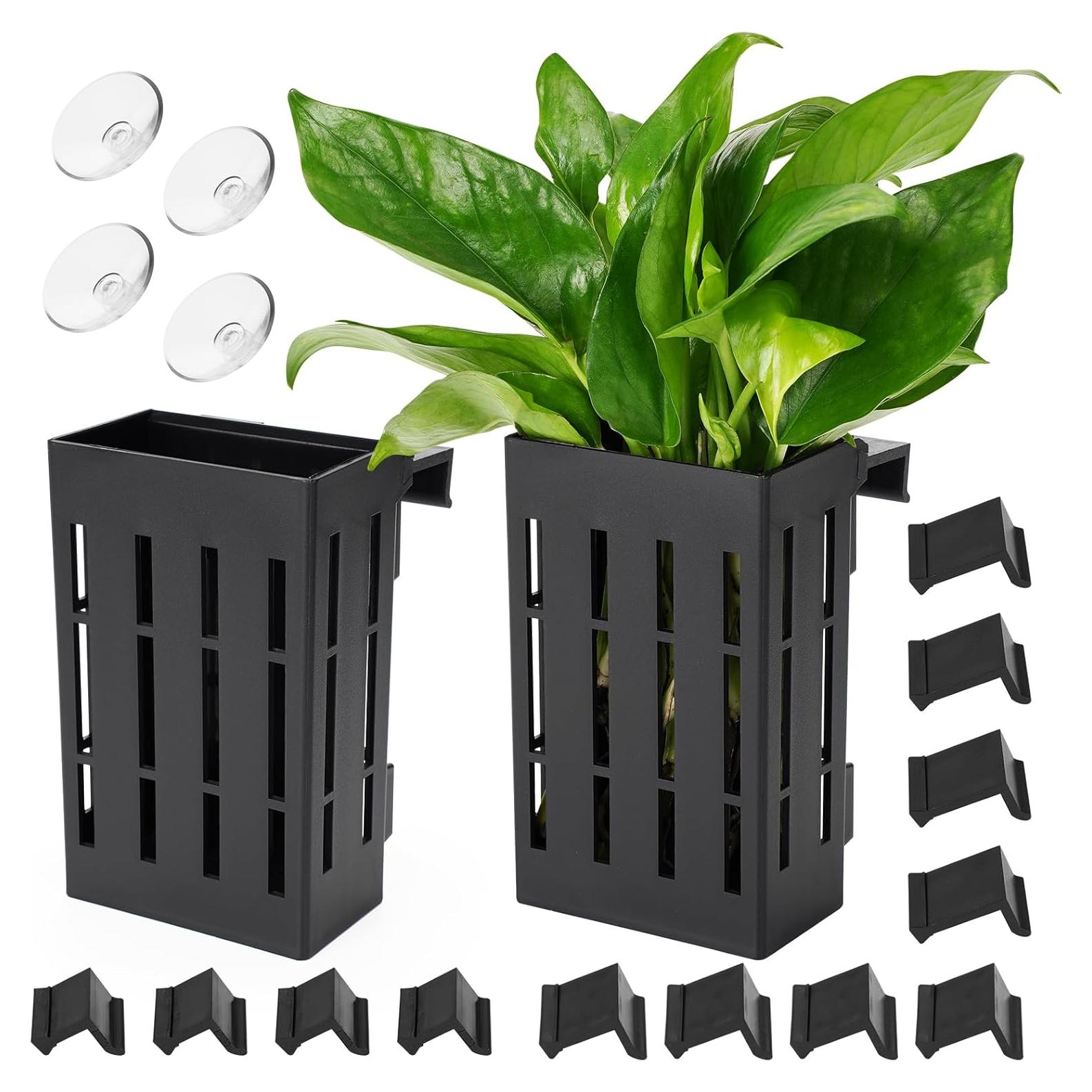 Soporte de Planta de Acuario Borlech Negro 12.7 cm con Ganchos