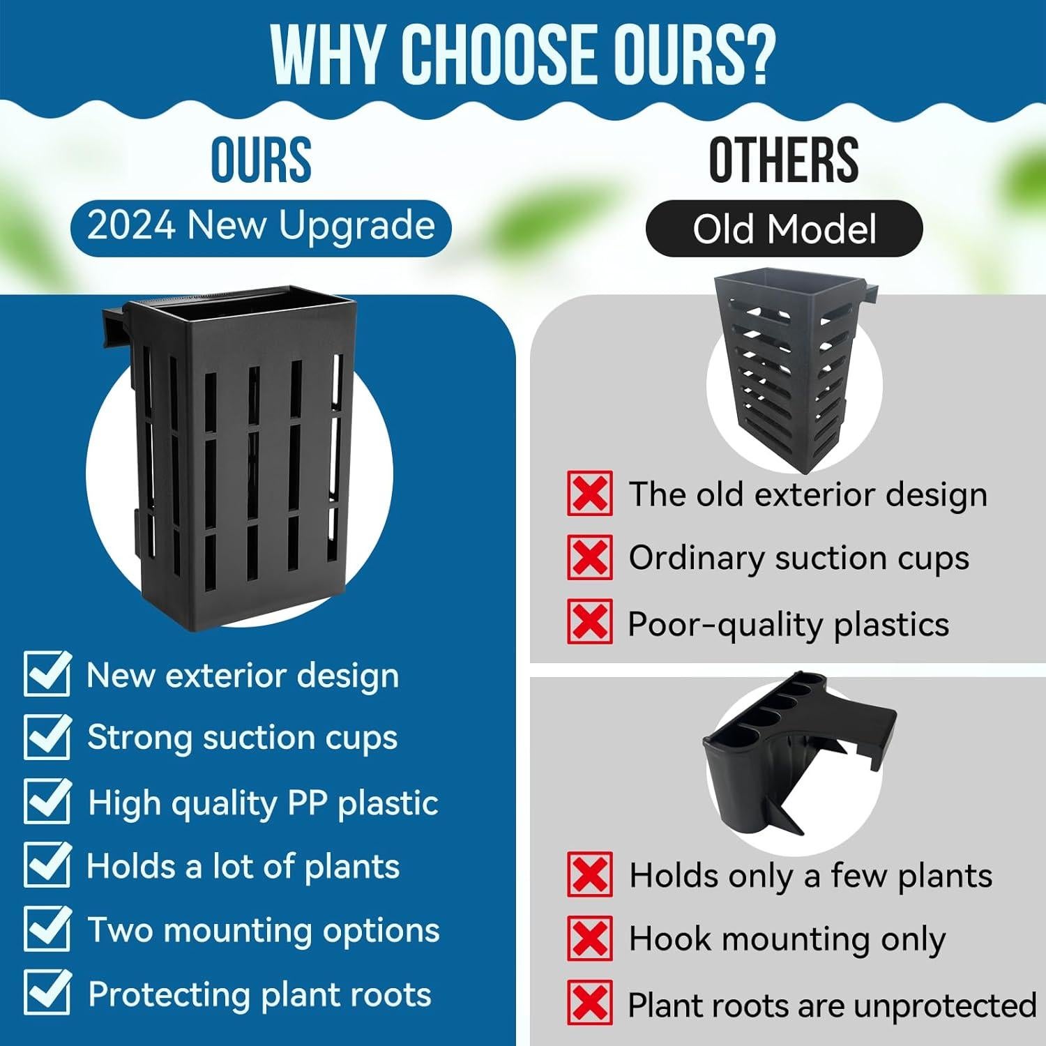 Soporte de Planta de Acuario Borlech Negro 12.7 cm con Ganchos