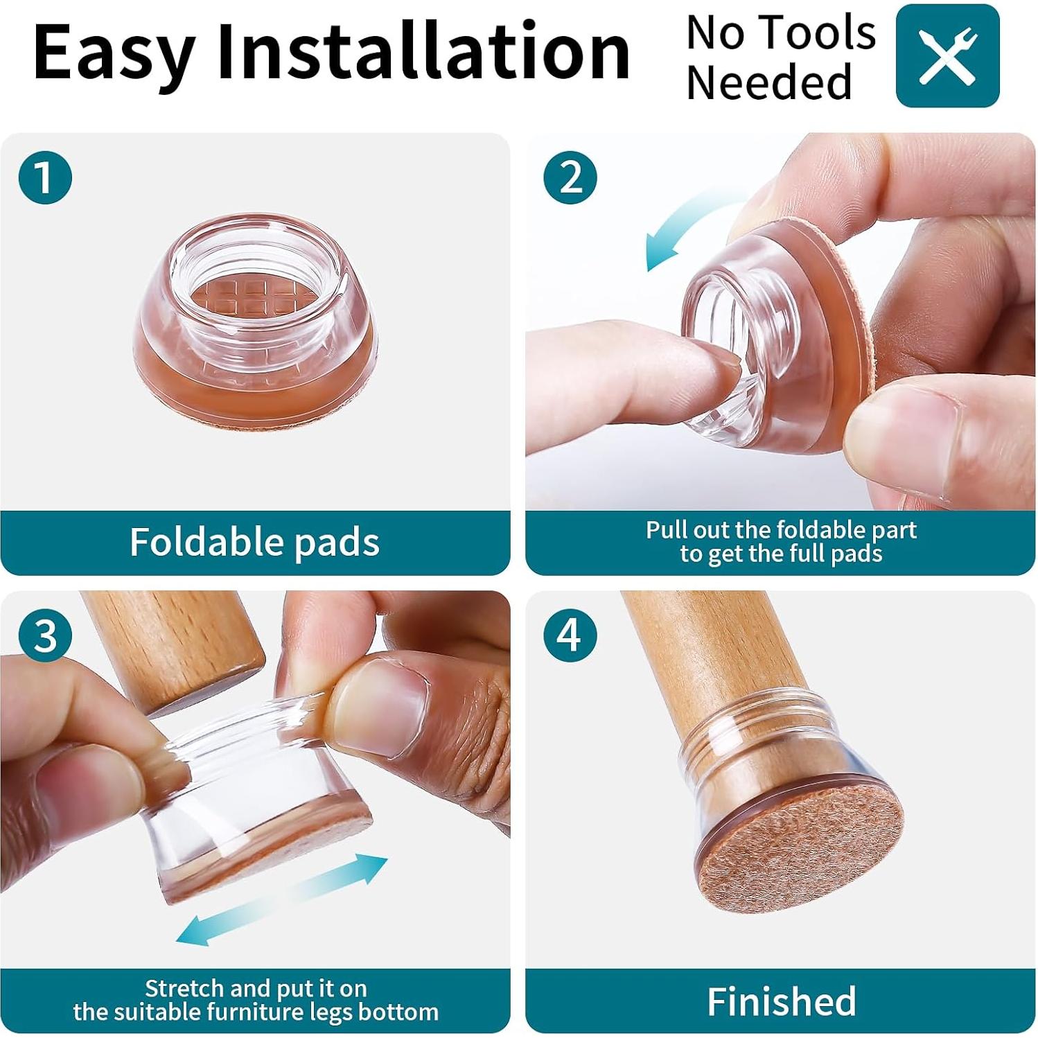 8 Protectores de Piso para Patas de Sillas RCHYFEED - Silicona y Fieltro