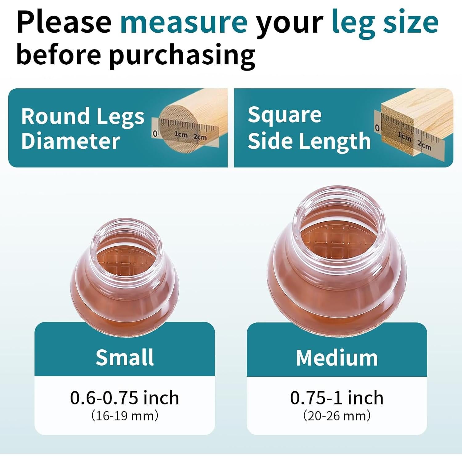 8 Protectores de Piso para Patas de Sillas RCHYFEED - Silicona y Fieltro