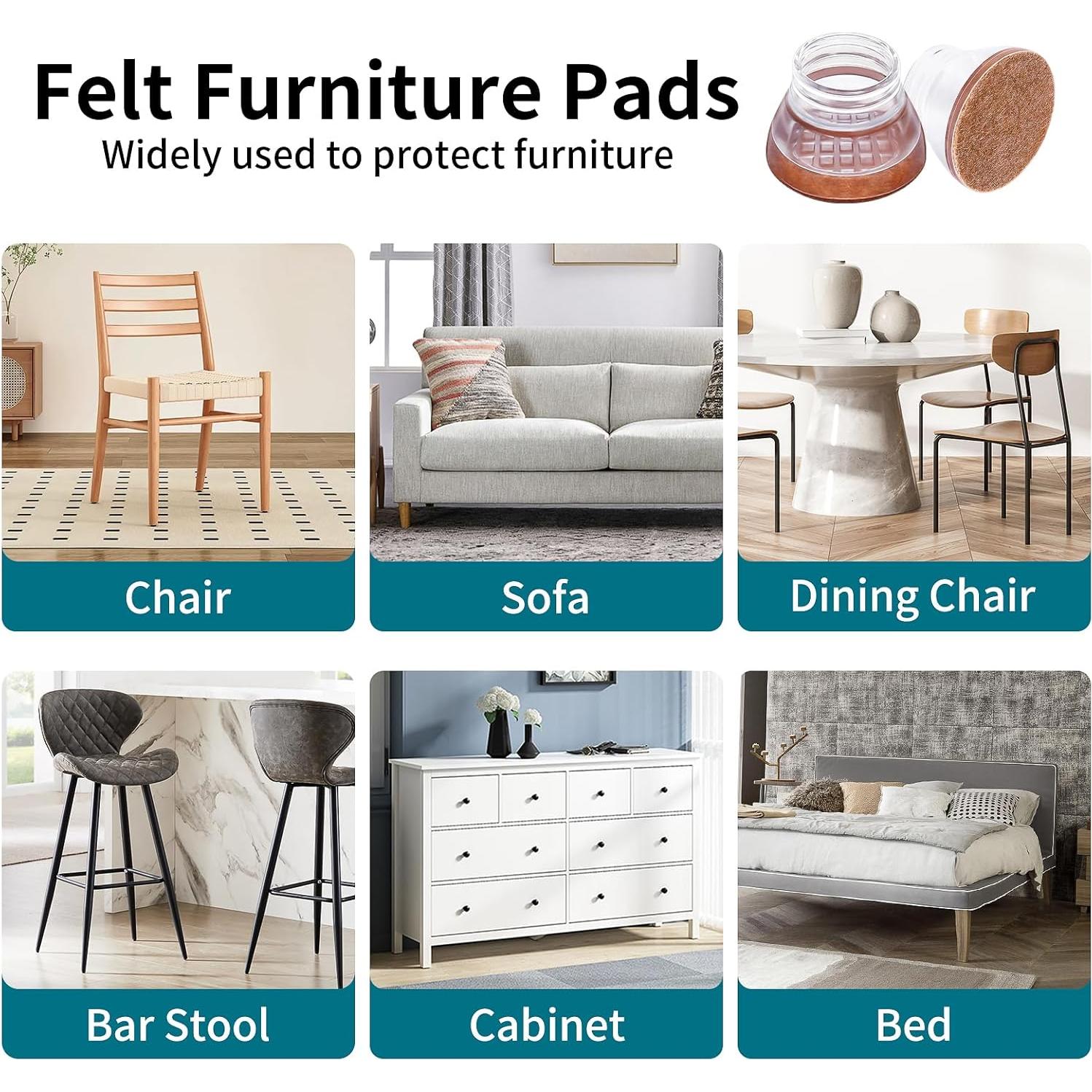 8 Protectores de Piso para Patas de Sillas RCHYFEED - Silicona y Fieltro