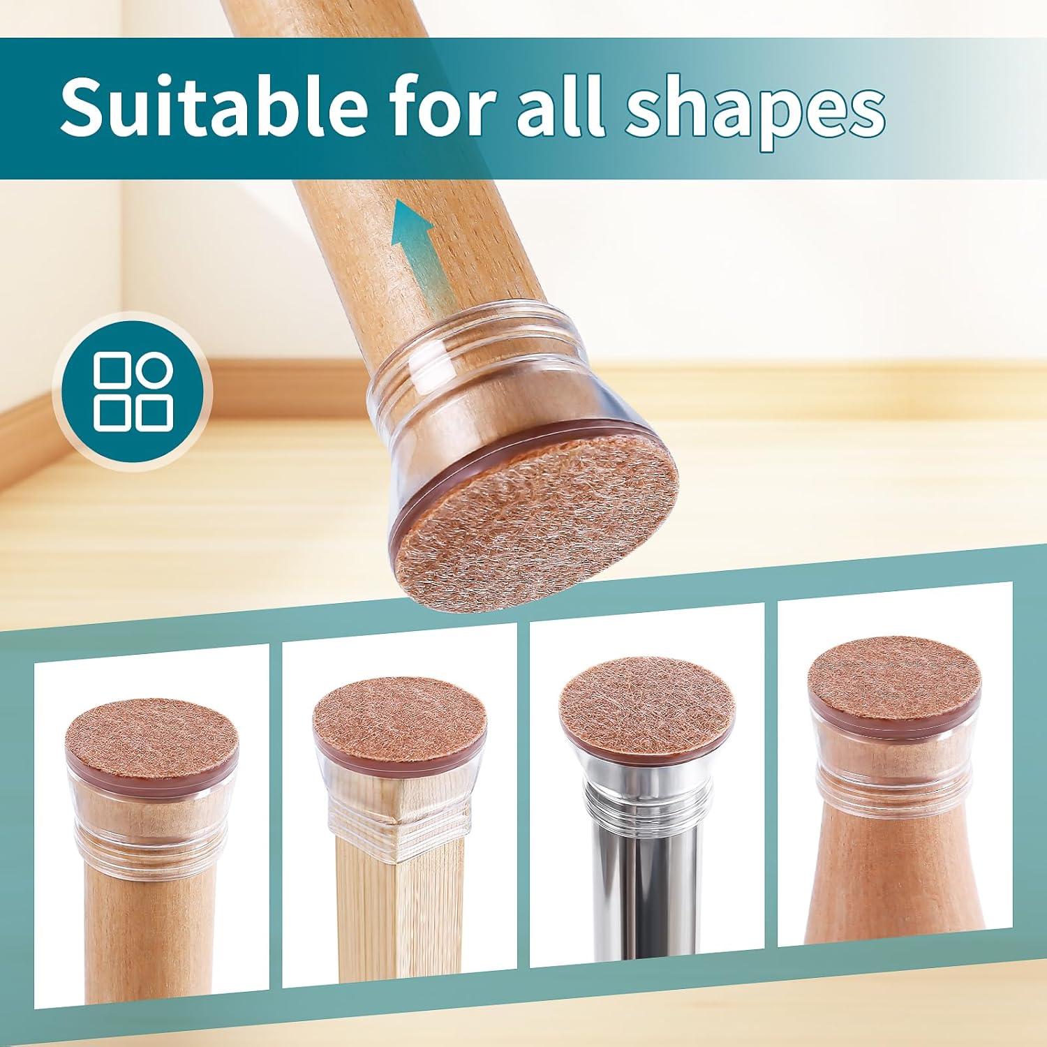 8 Protectores de Piso para Patas de Sillas RCHYFEED - Silicona y Fieltro