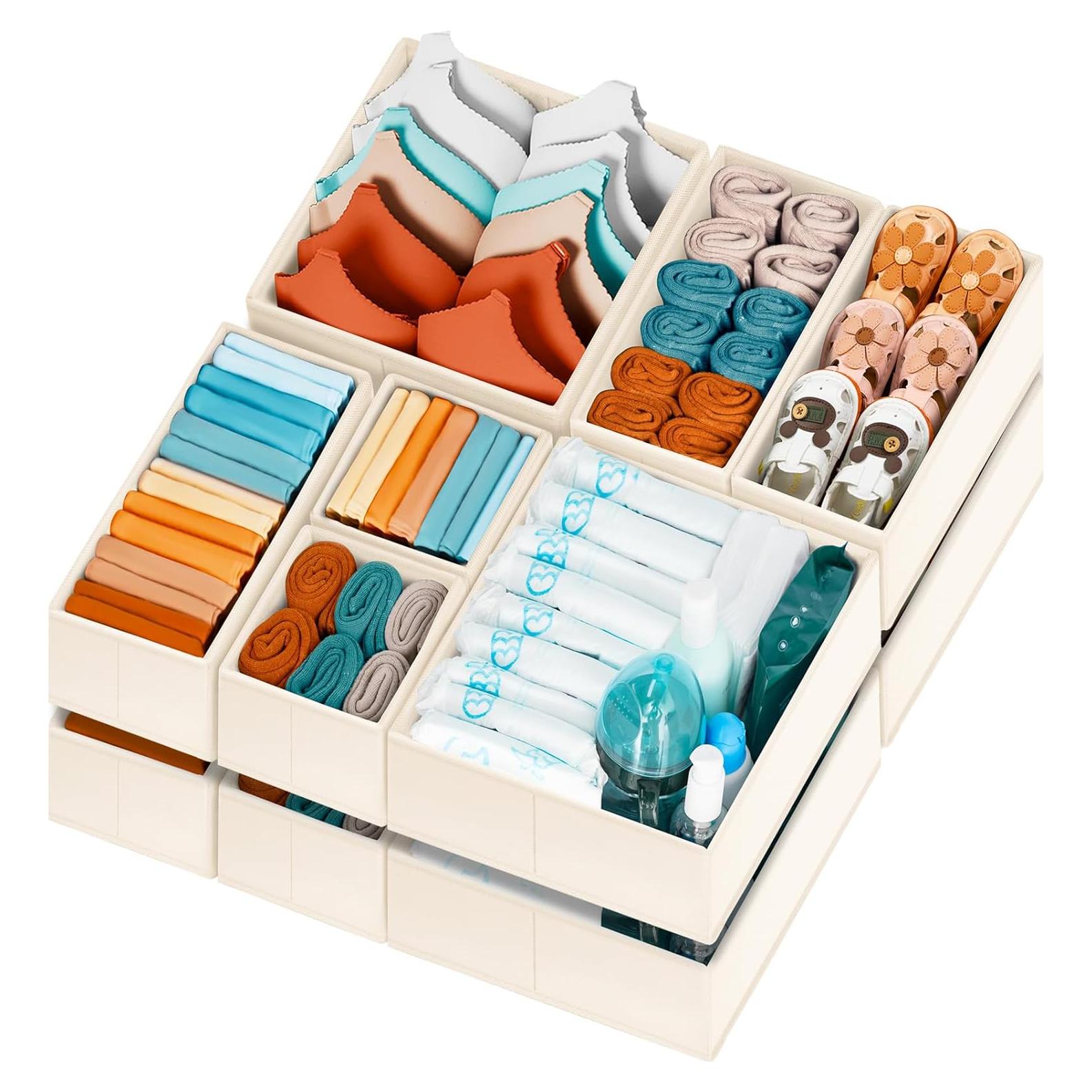 Organizador de Cajones Criusia 12 Paquete Beige - Almacenamiento Ropa Bebé
