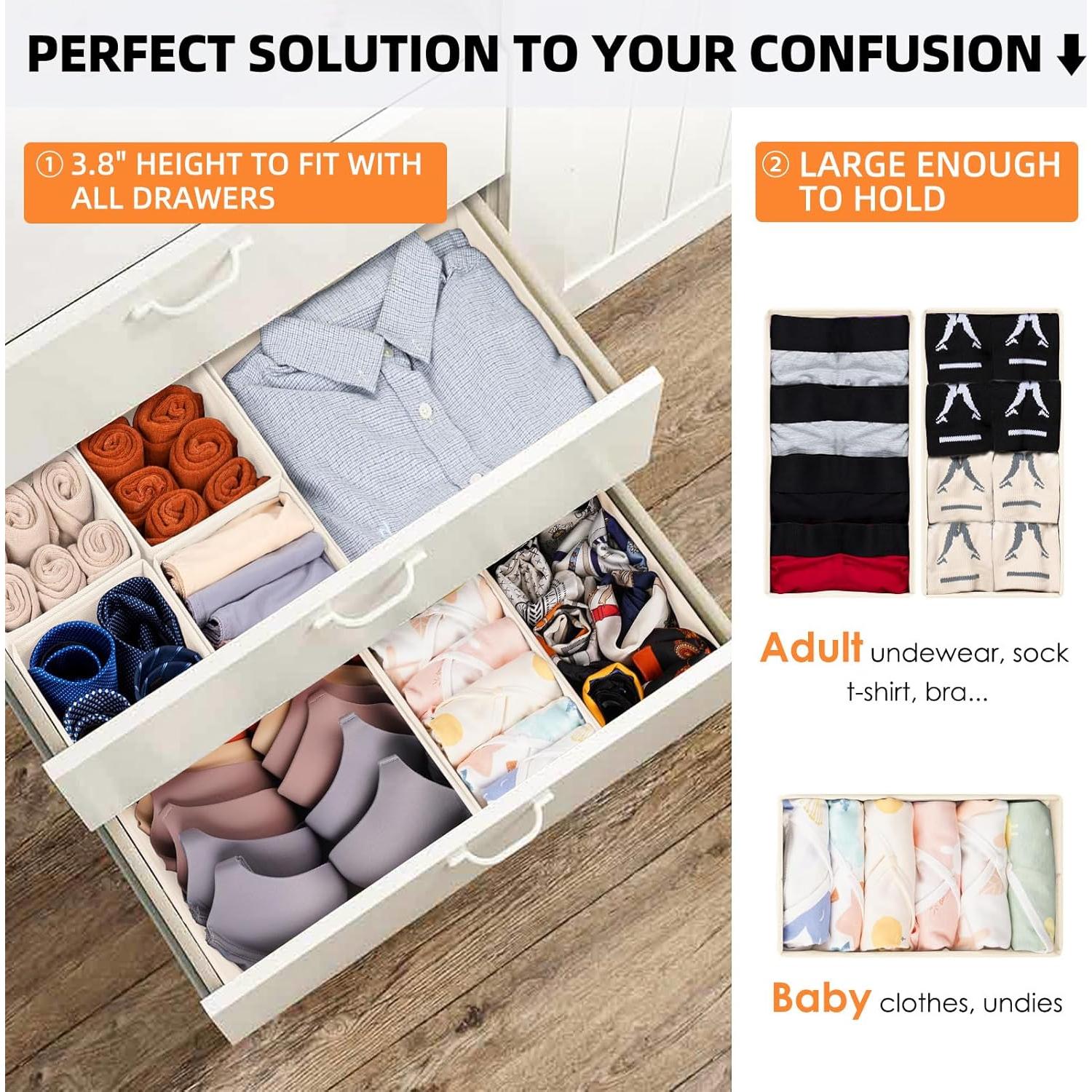 Organizador de Cajones Criusia 12 Paquete Beige - Almacenamiento Ropa Bebé