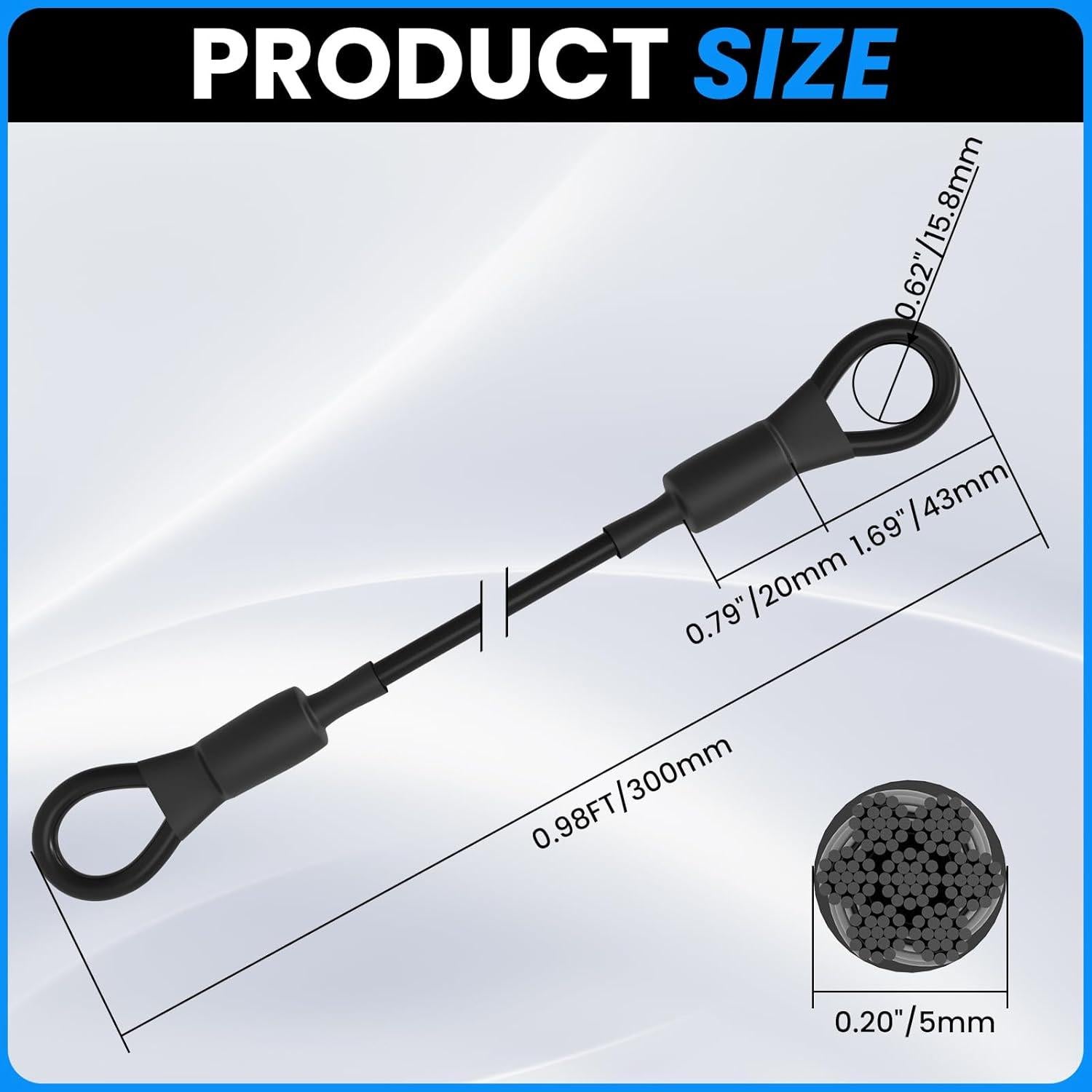 Cables de Seguridad de Acero Inoxidable SDTC Tech 4 Piezas 30.48cm