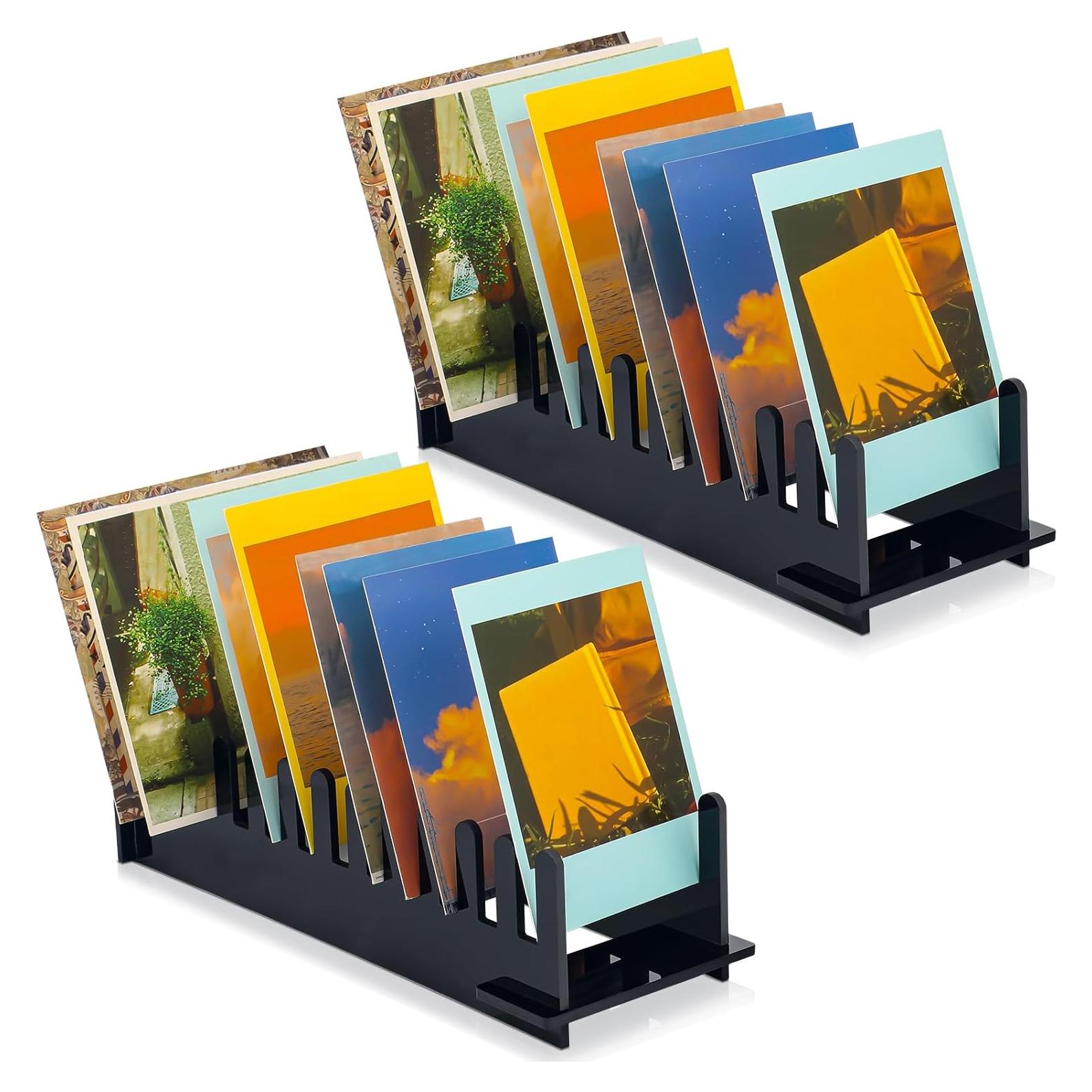 Soporte de Exhibición de Tarjetas de Saludo Acrílico Briwooody - 2 Pcs Negro