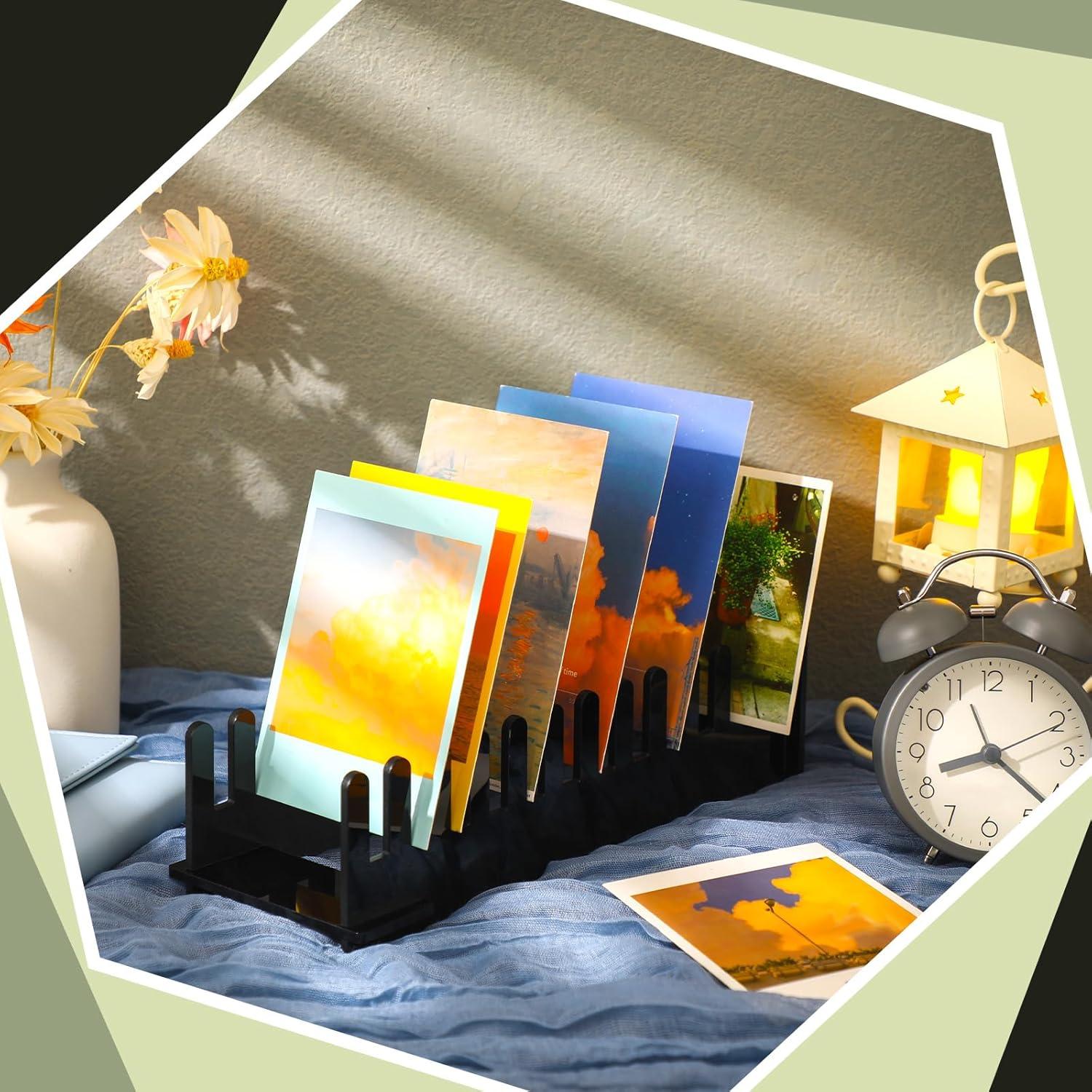 Soporte de Exhibición de Tarjetas de Saludo Acrílico Briwooody - 2 Pcs Negro