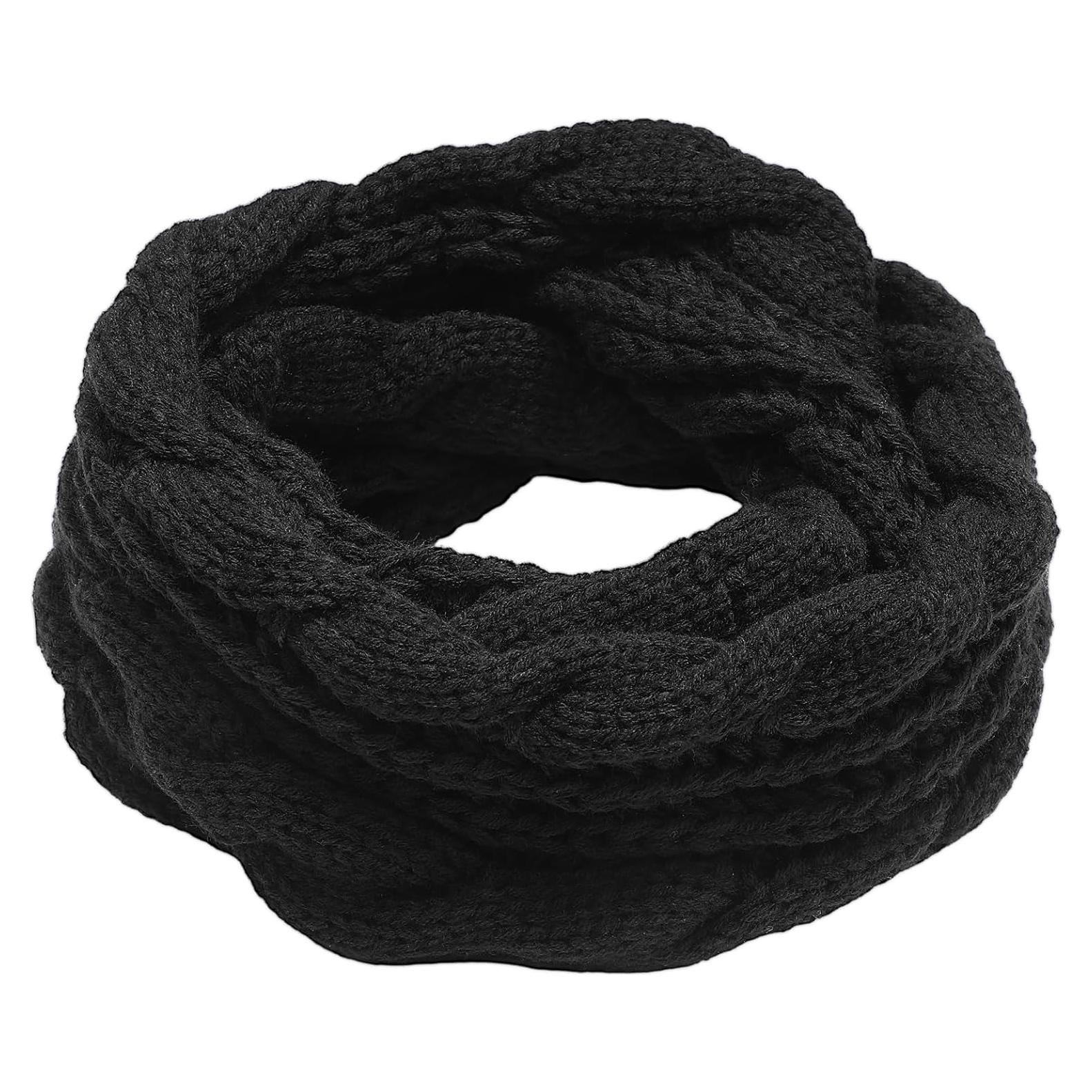 Bufanda Infinita de Invierno para Mujeres - Acrílico Negro 132x30.5 cm