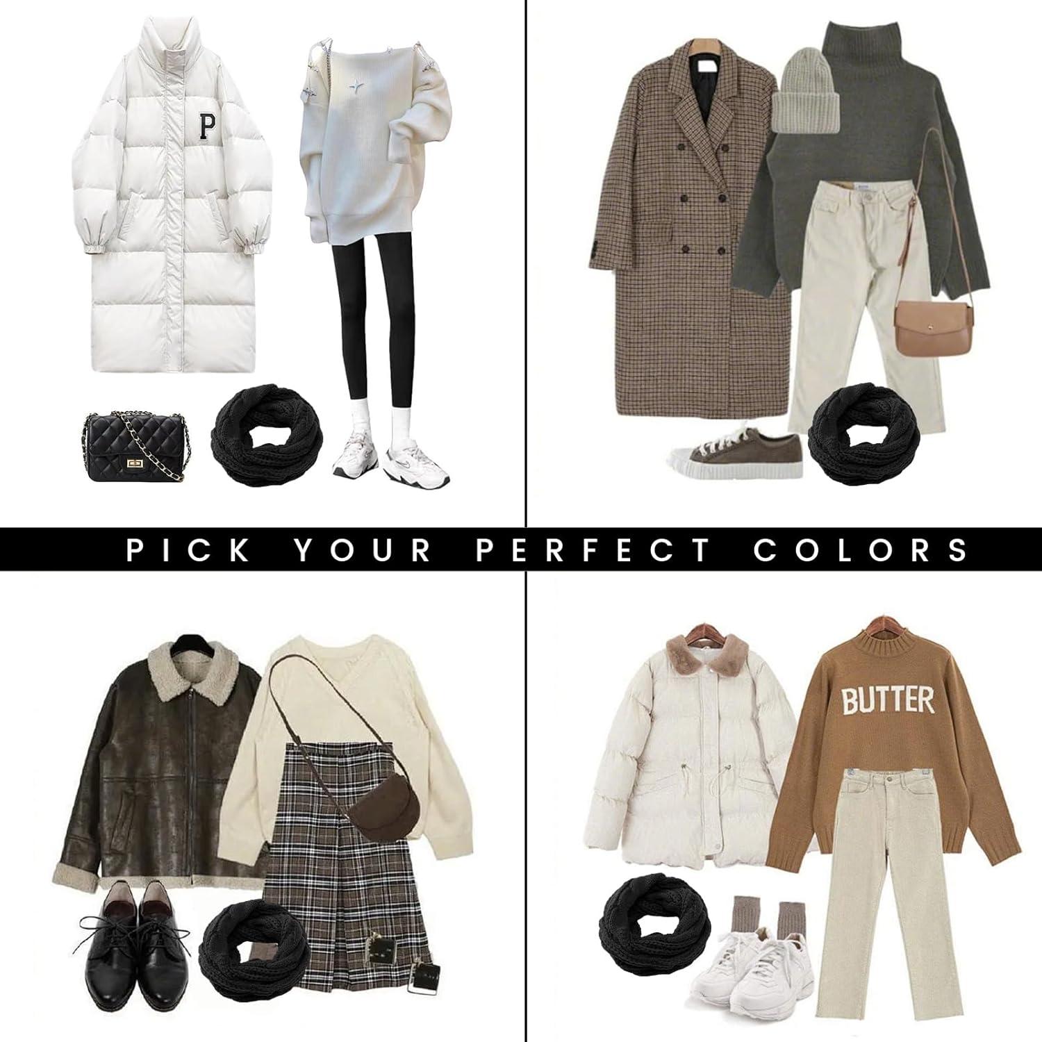 Bufanda Infinita de Invierno para Mujeres - Acrílico Negro 132x30.5 cm