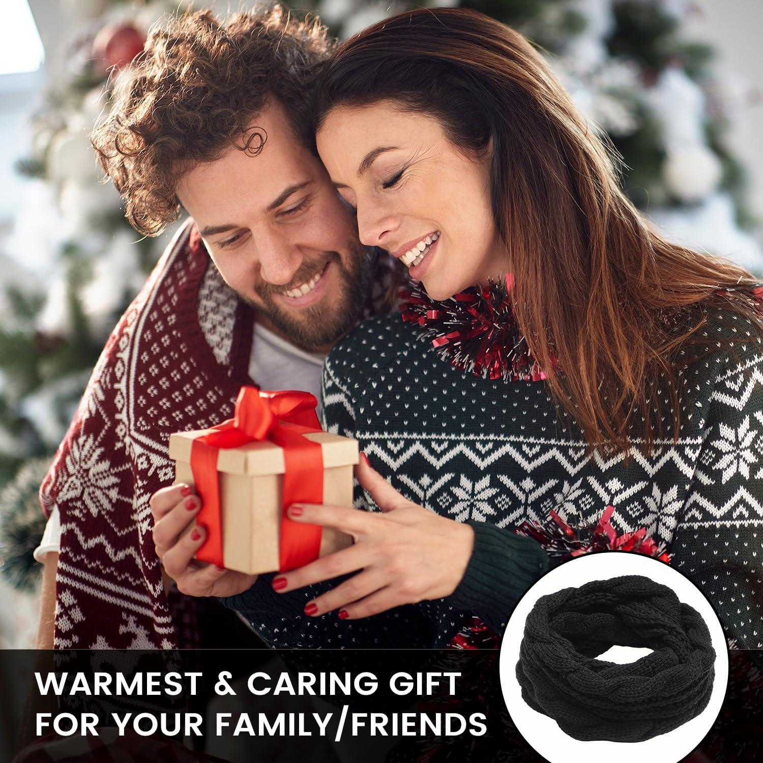 Bufanda Infinita de Invierno para Mujeres - Acrílico Negro 132x30.5 cm