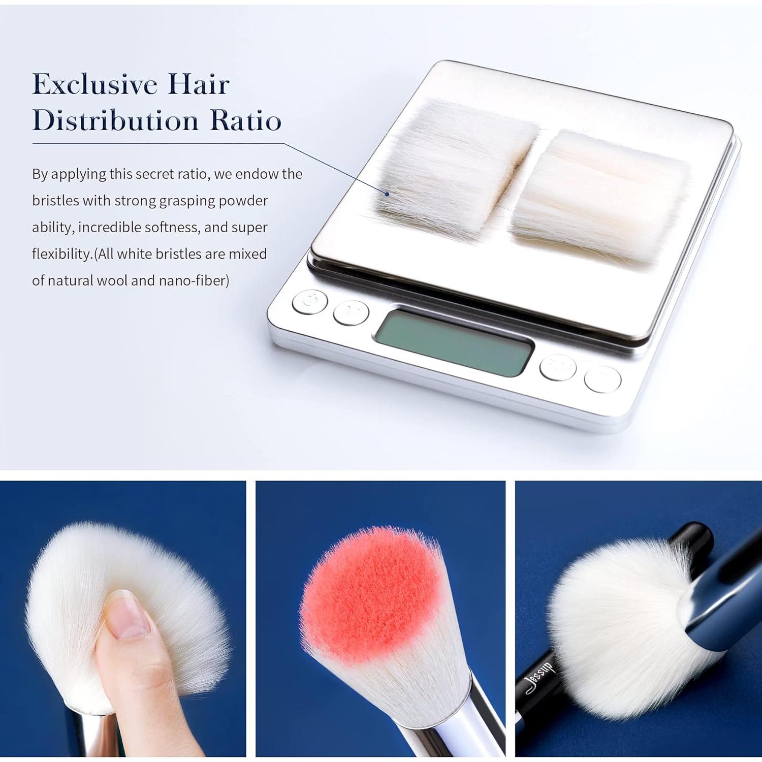 Conjunto de Pinceles de Maquillaje Jessup 25 Piezas Pelo Natural-Sintético