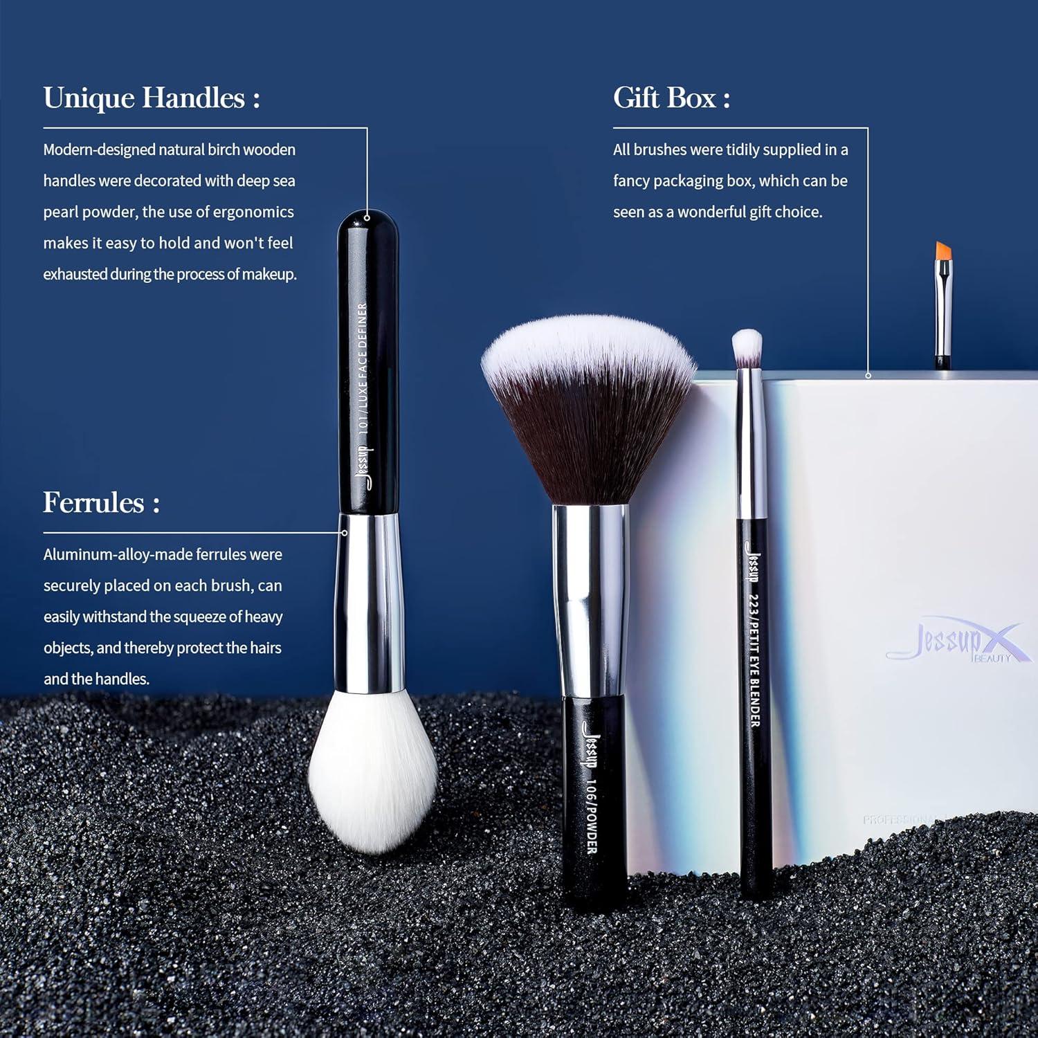 Conjunto de Pinceles de Maquillaje Jessup 25 Piezas Pelo Natural-Sintético