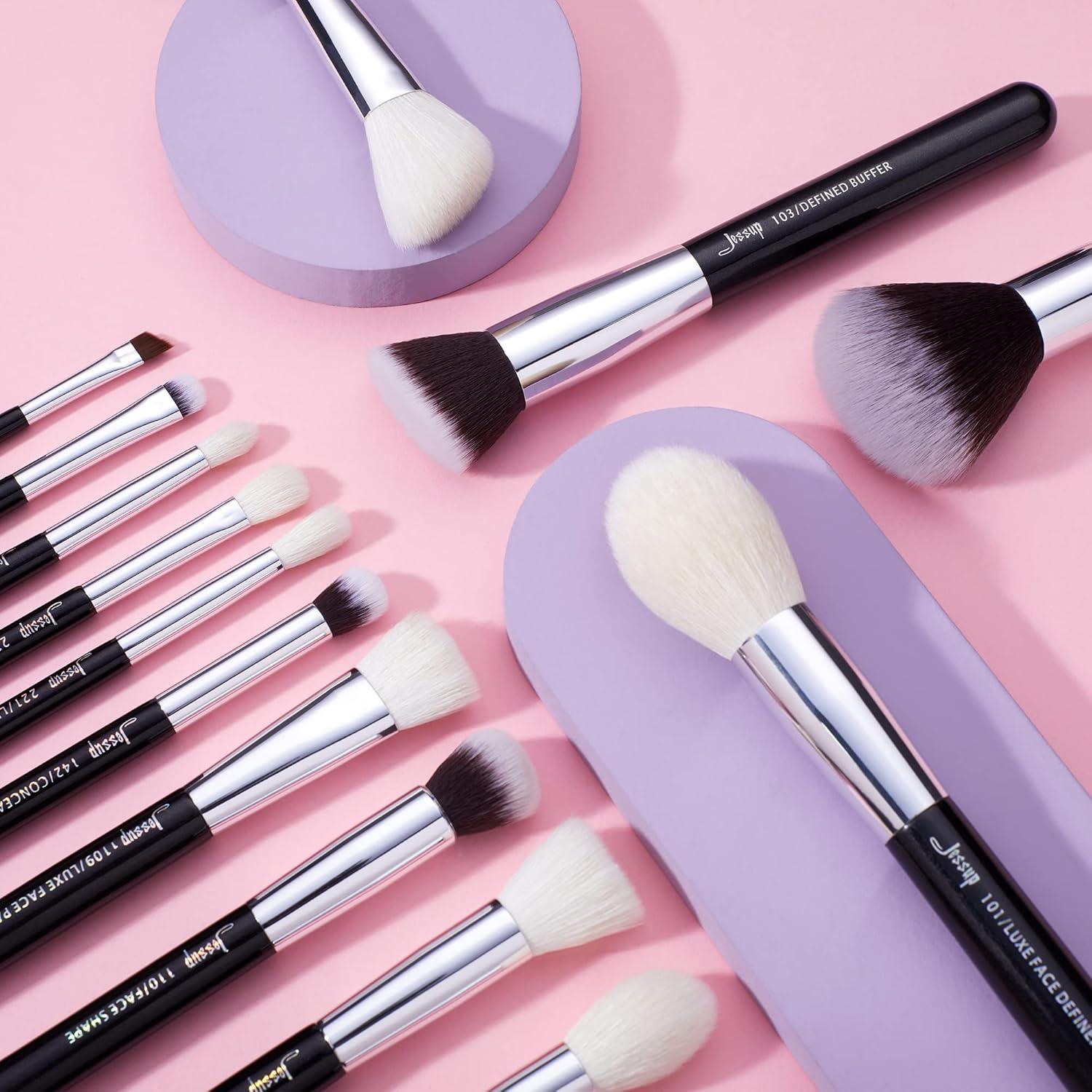 Conjunto de Pinceles de Maquillaje Jessup 25 Piezas Pelo Natural-Sintético