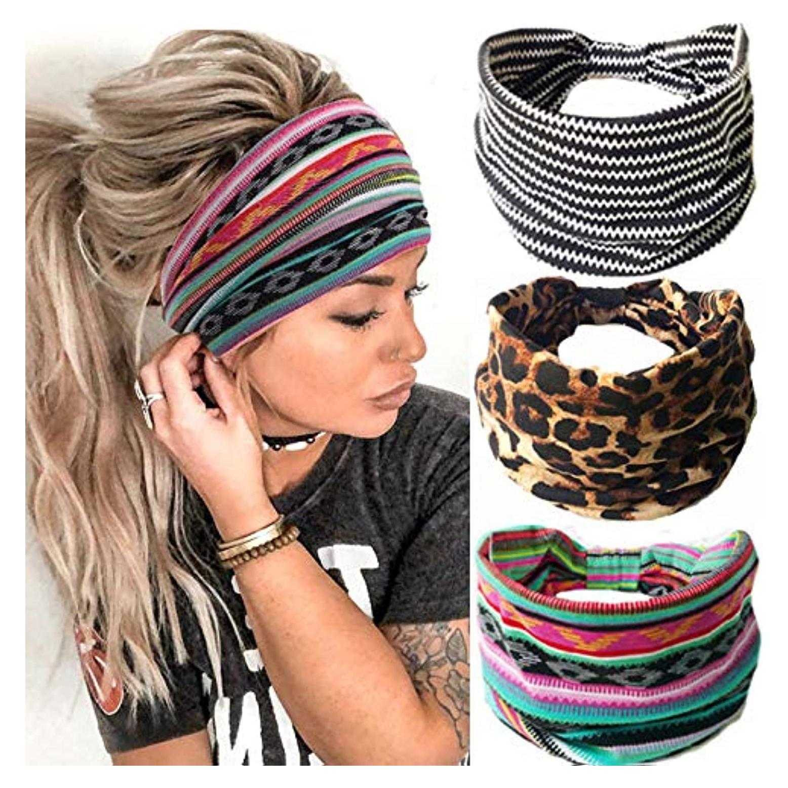 Diademas Turbante Boho GORTIN 3 Pcs Suaves y Elásticas