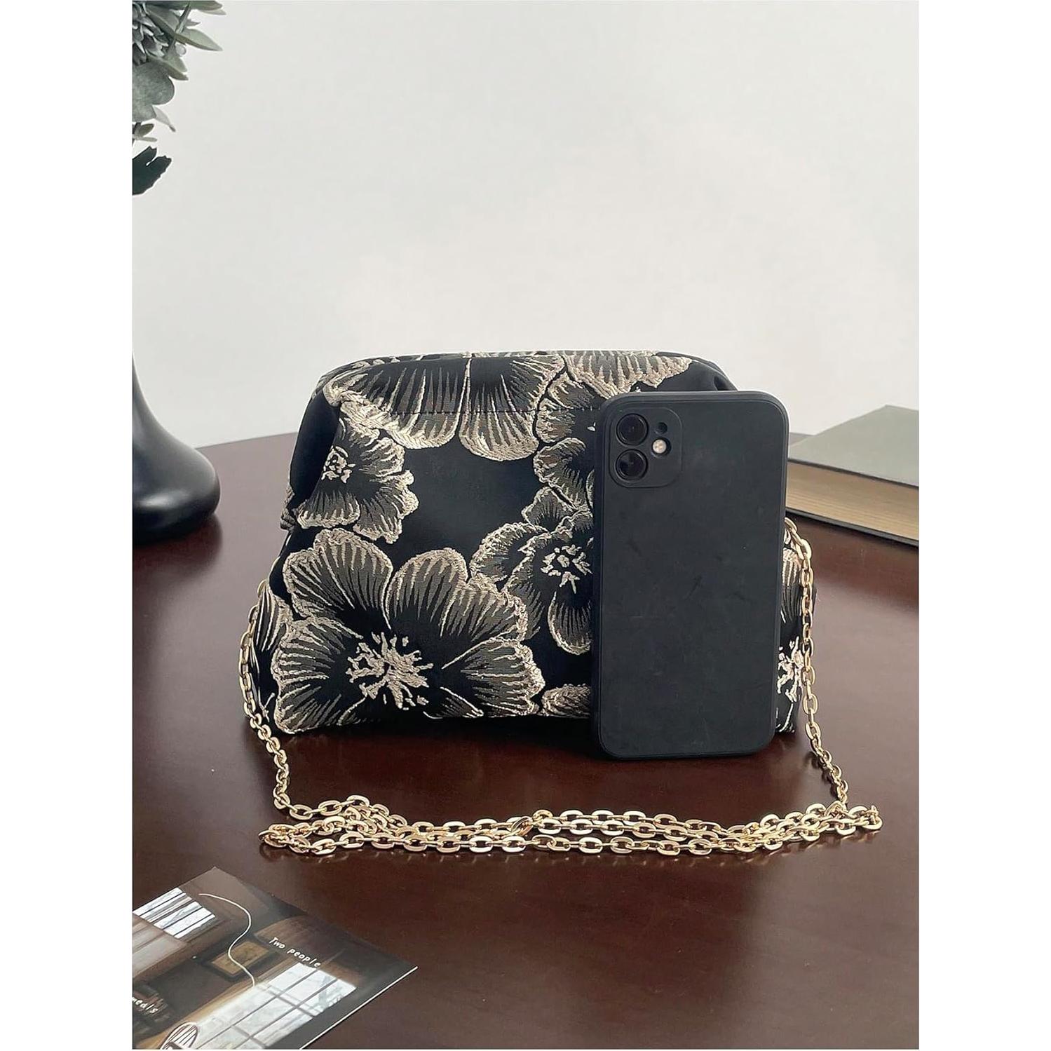 Bolso de mano OYOANGLE bordado floral para mujer - Talla única