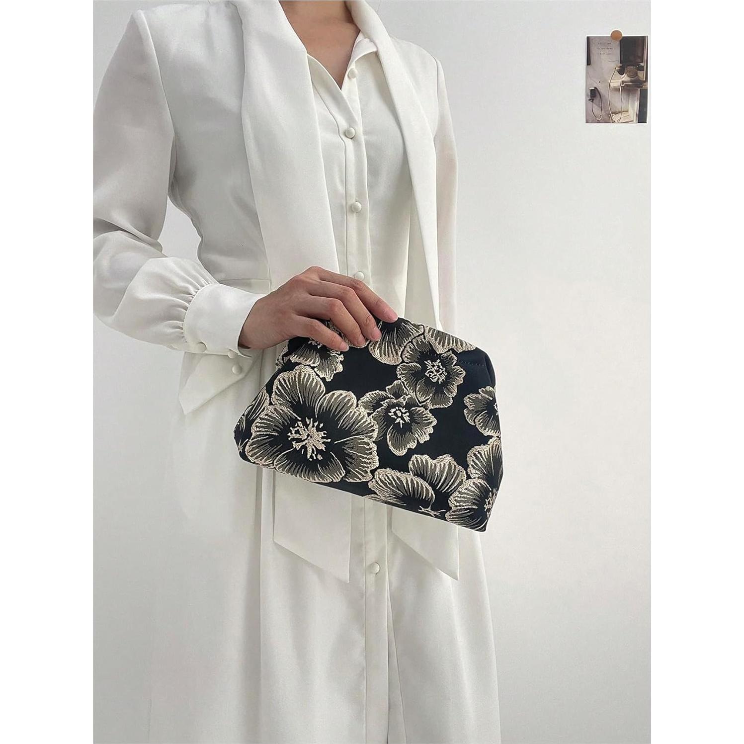 Bolso de mano OYOANGLE bordado floral para mujer - Talla única